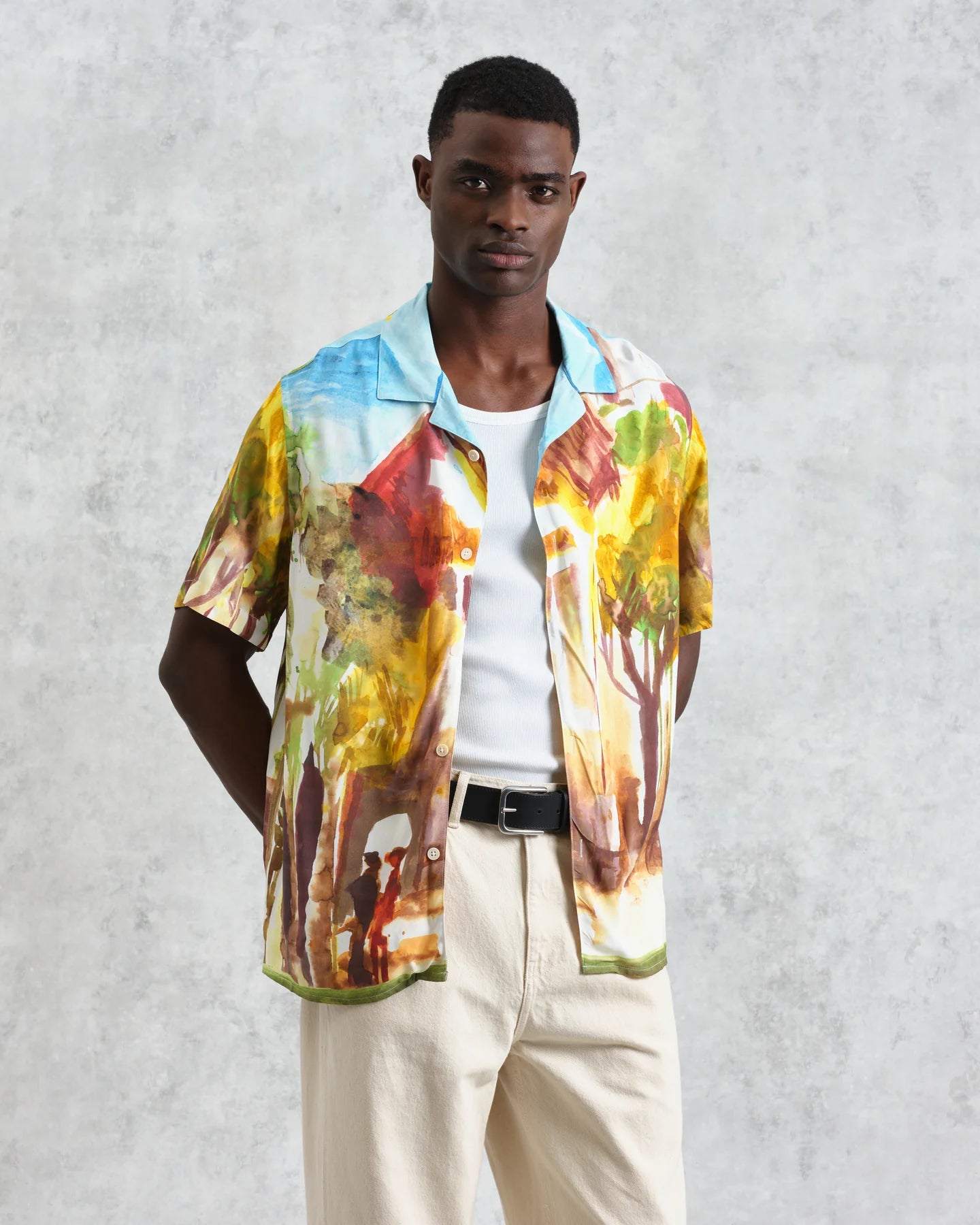 ディドコットシャツ VILLAGE SCENE (GREEN/MULTI) - グリニッジ オンラインストア