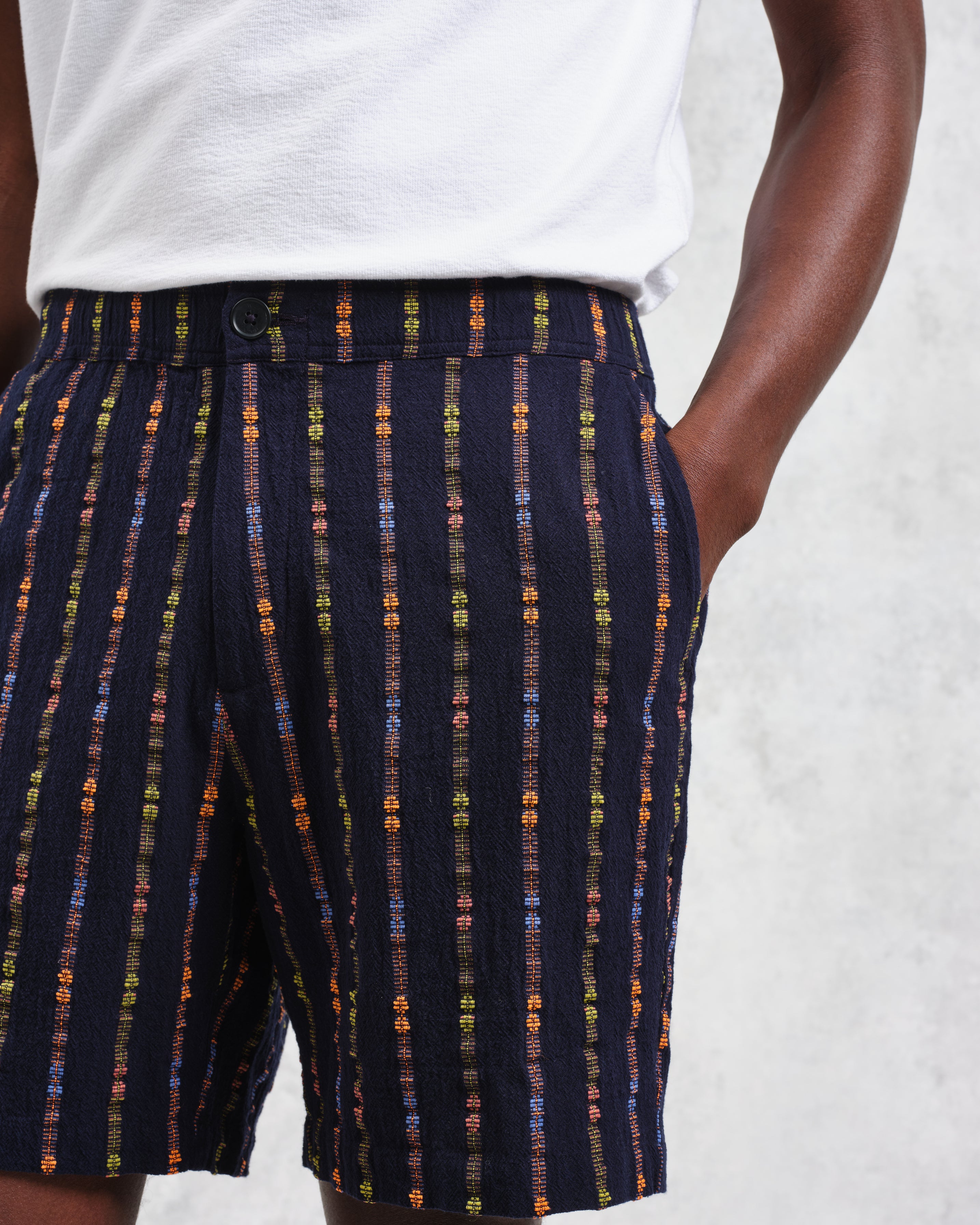 カートショーツ MULTI LOOM STRIPE (NAVY/ORANGE)