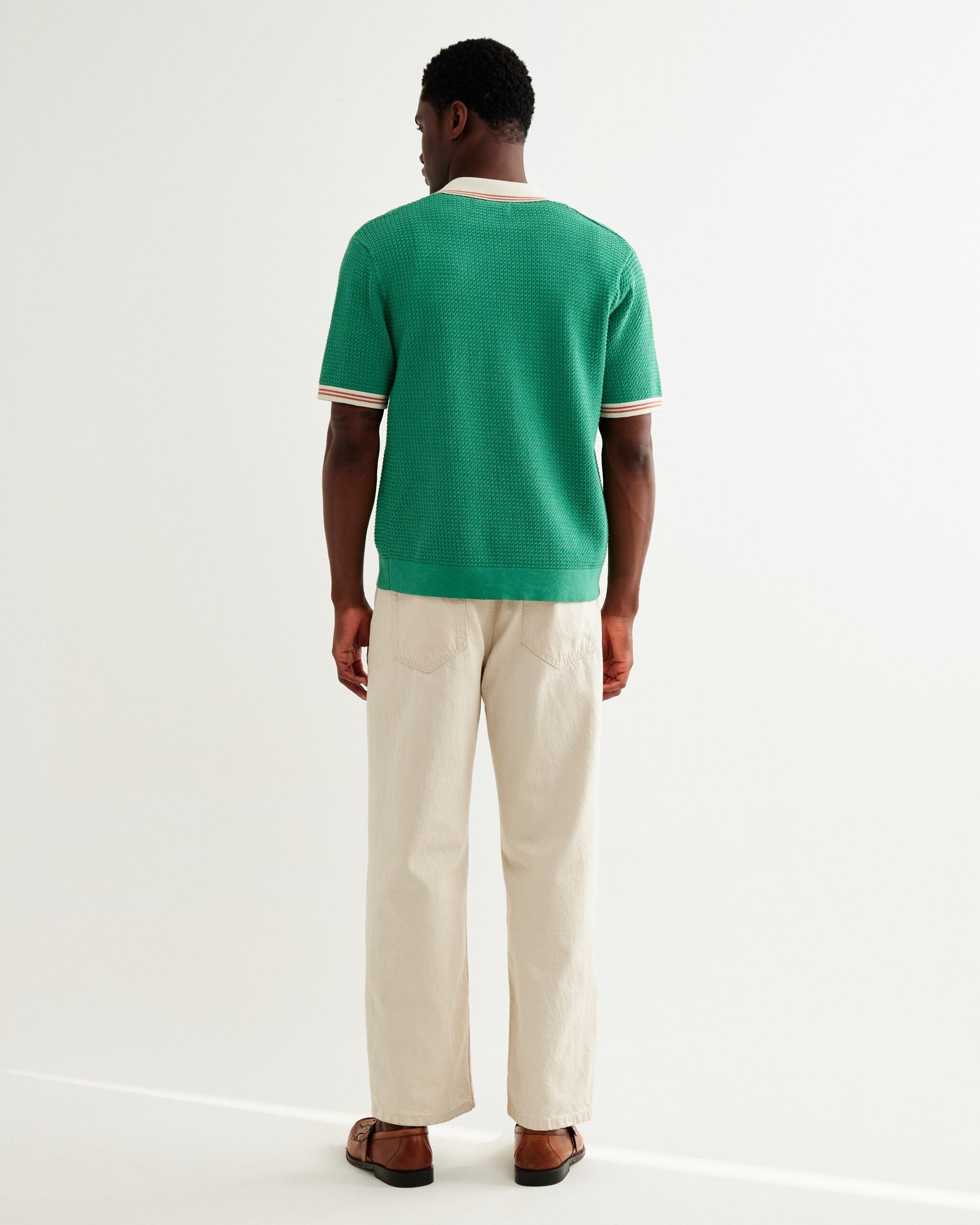 ベルシャツ TIPPED POINTELLE (GREEN/ECRU)