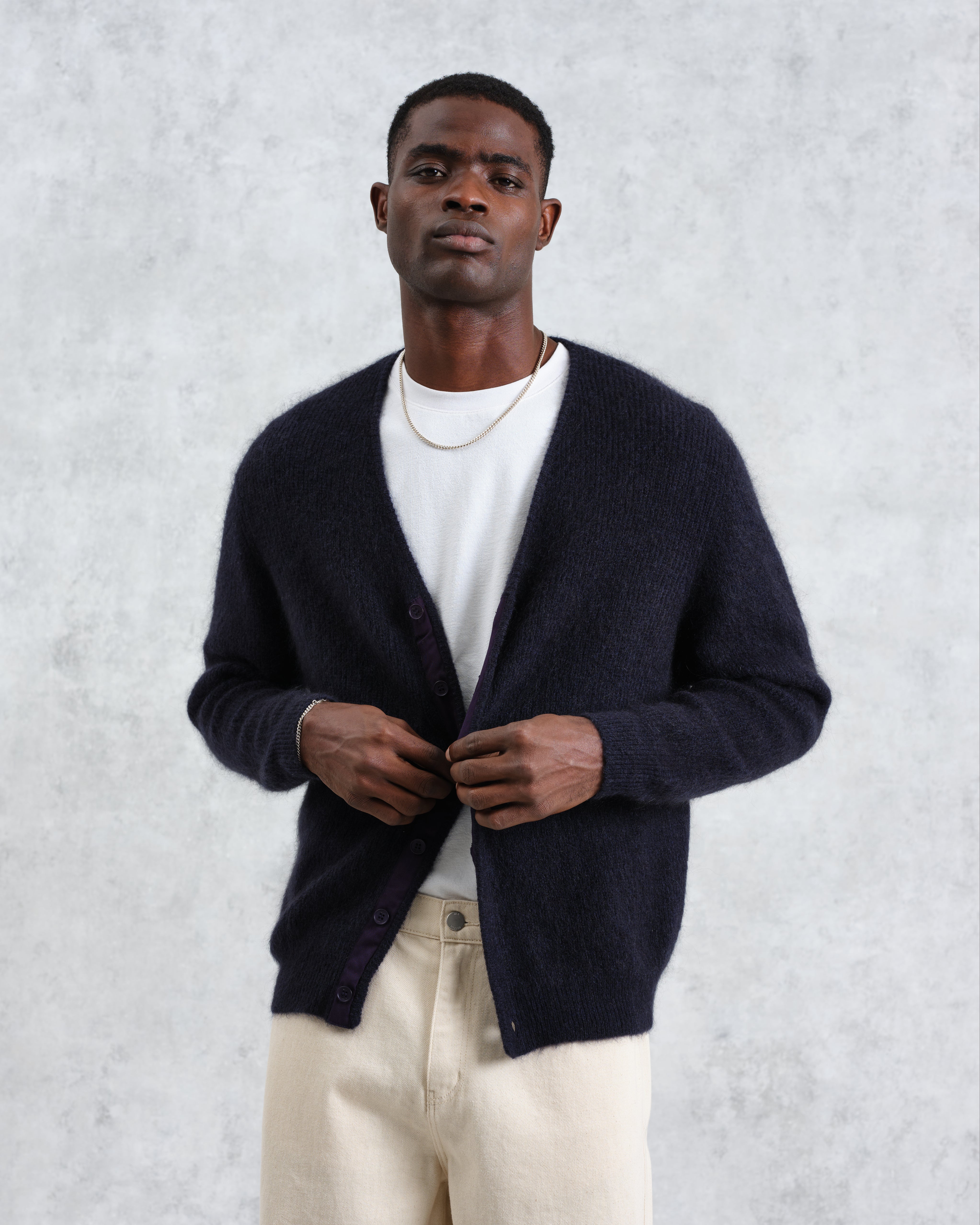 アルバンカーディガン モヘア (NAVY)