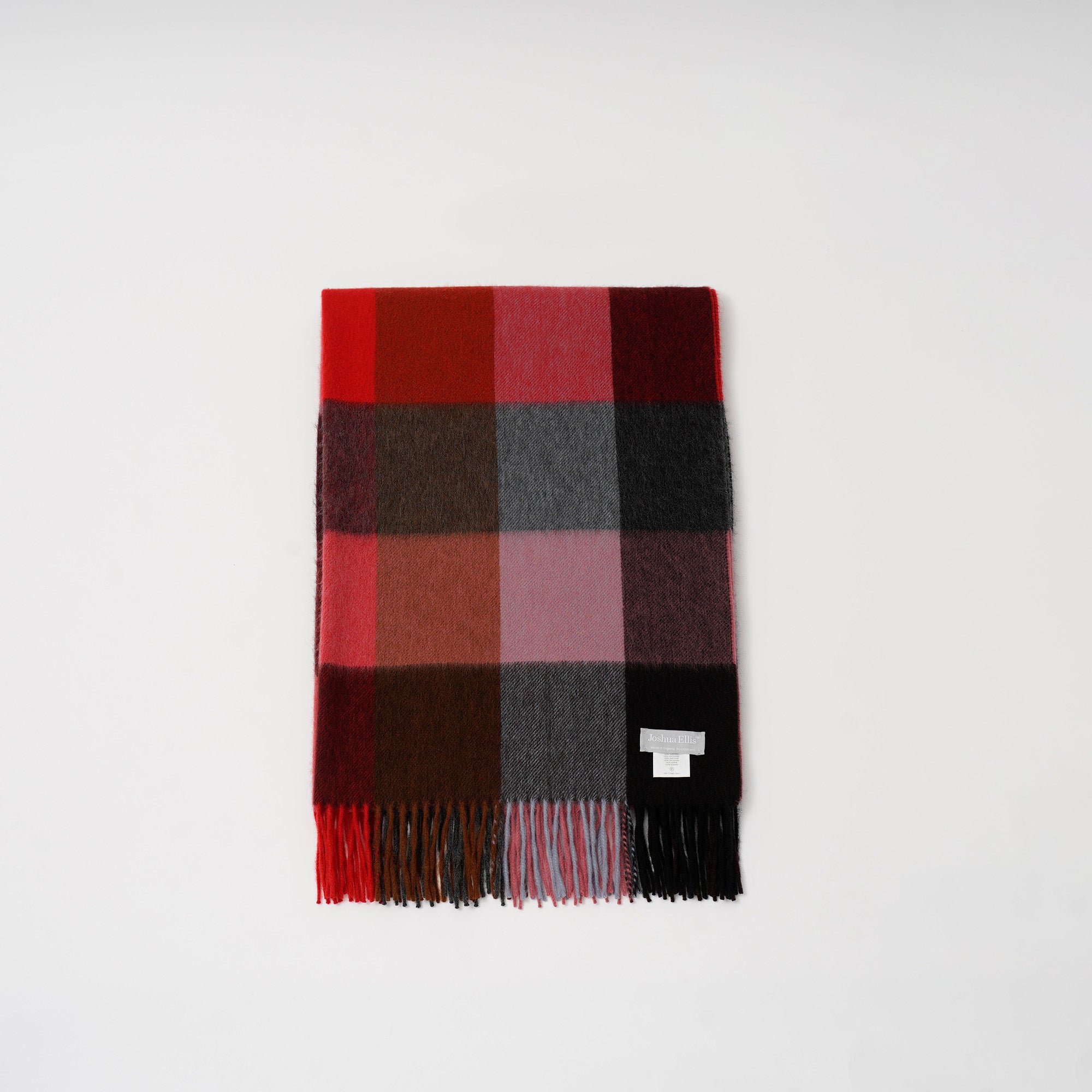 カシミヤストール 7カラーブロック(レッド)70x190_CPG52063 Joshua Ellis