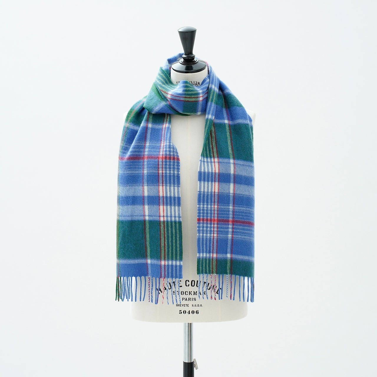 カシミヤストール プラッド(グリーン)25×180_CPG52315 ジョシュアエリスjoshuaellis