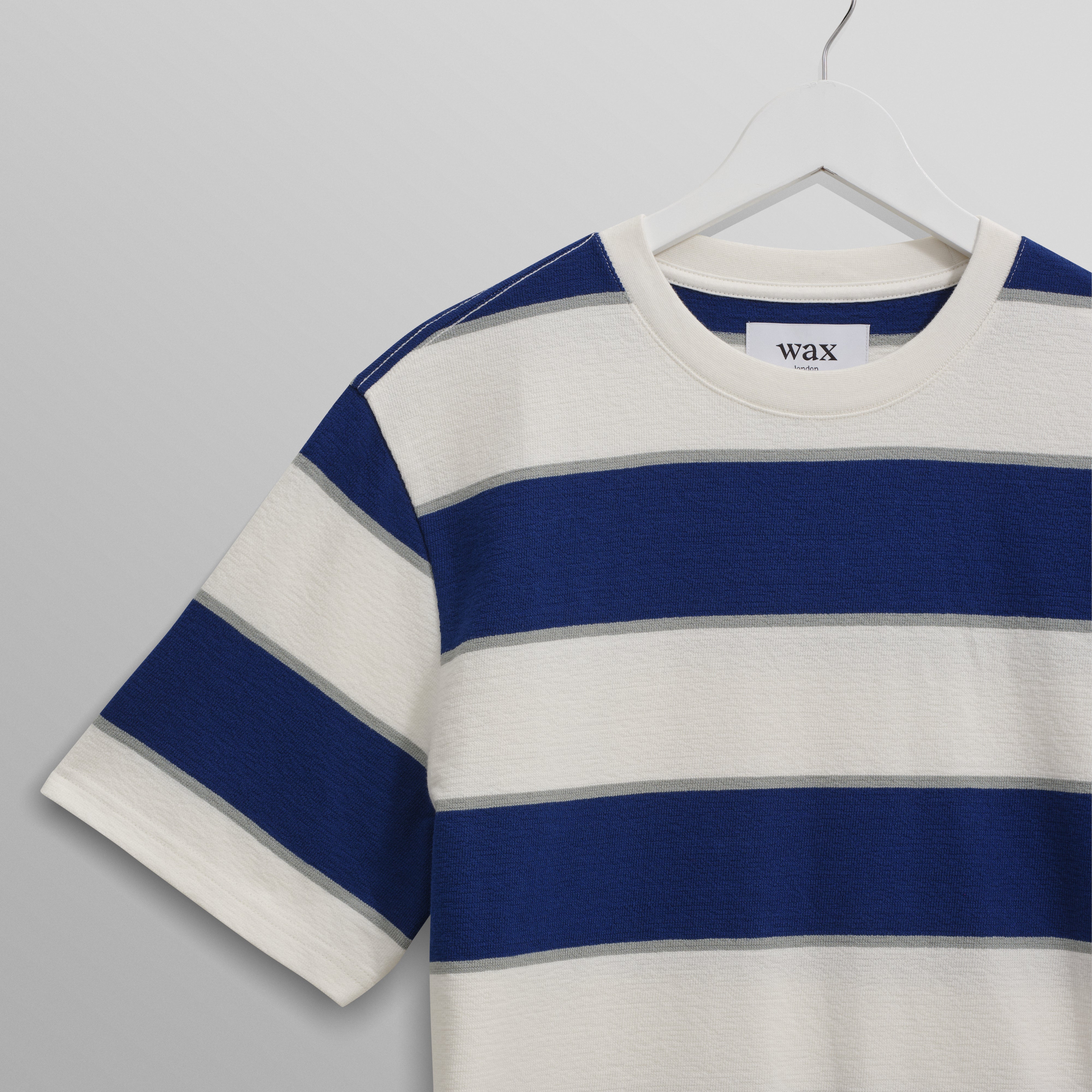 ディーンショートスリーブTシャツ BLOCK STRIPE (BLUE/ECRU)