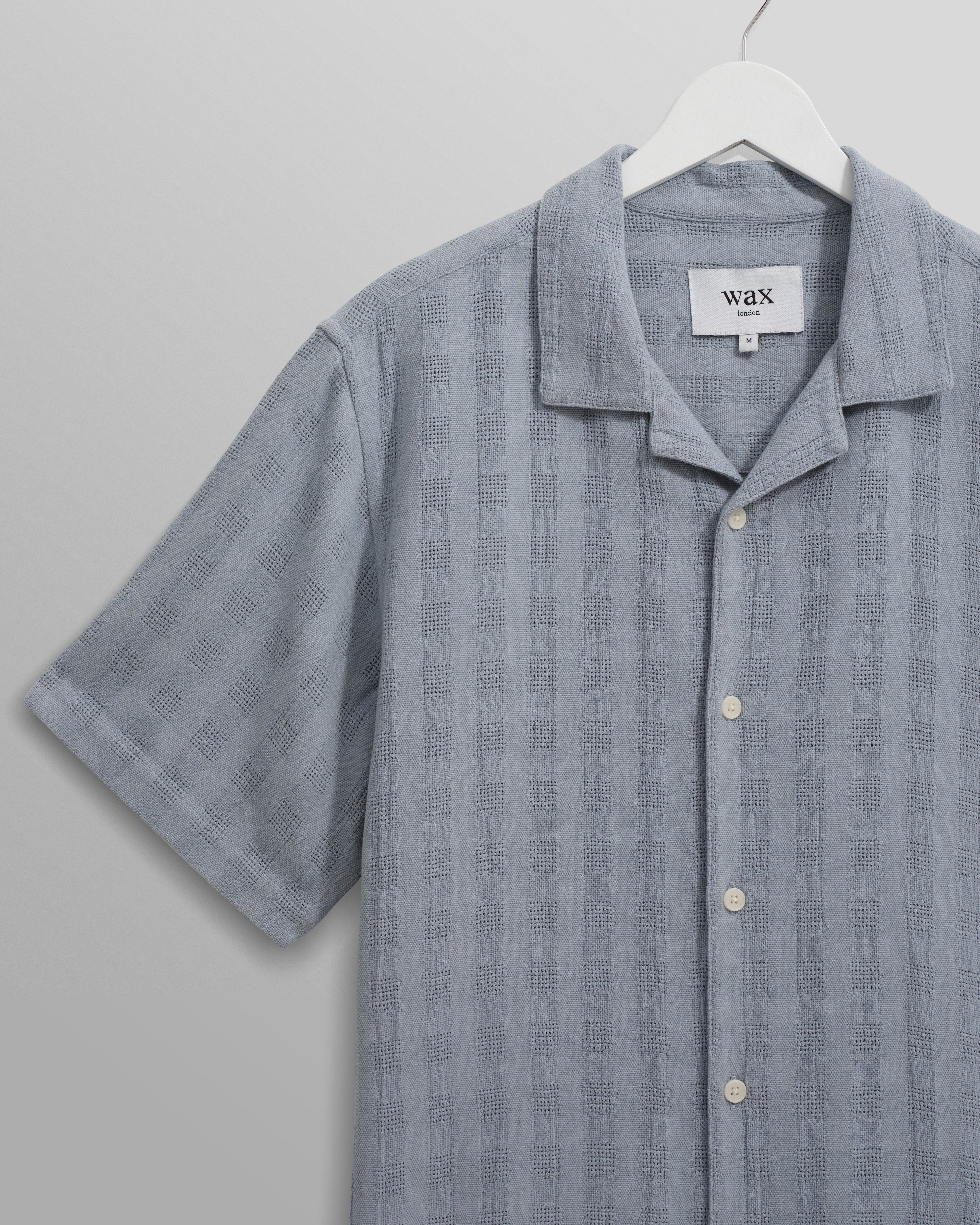 ディドコットシャツ OPEN WEAVE GRID (PALE BLUE)