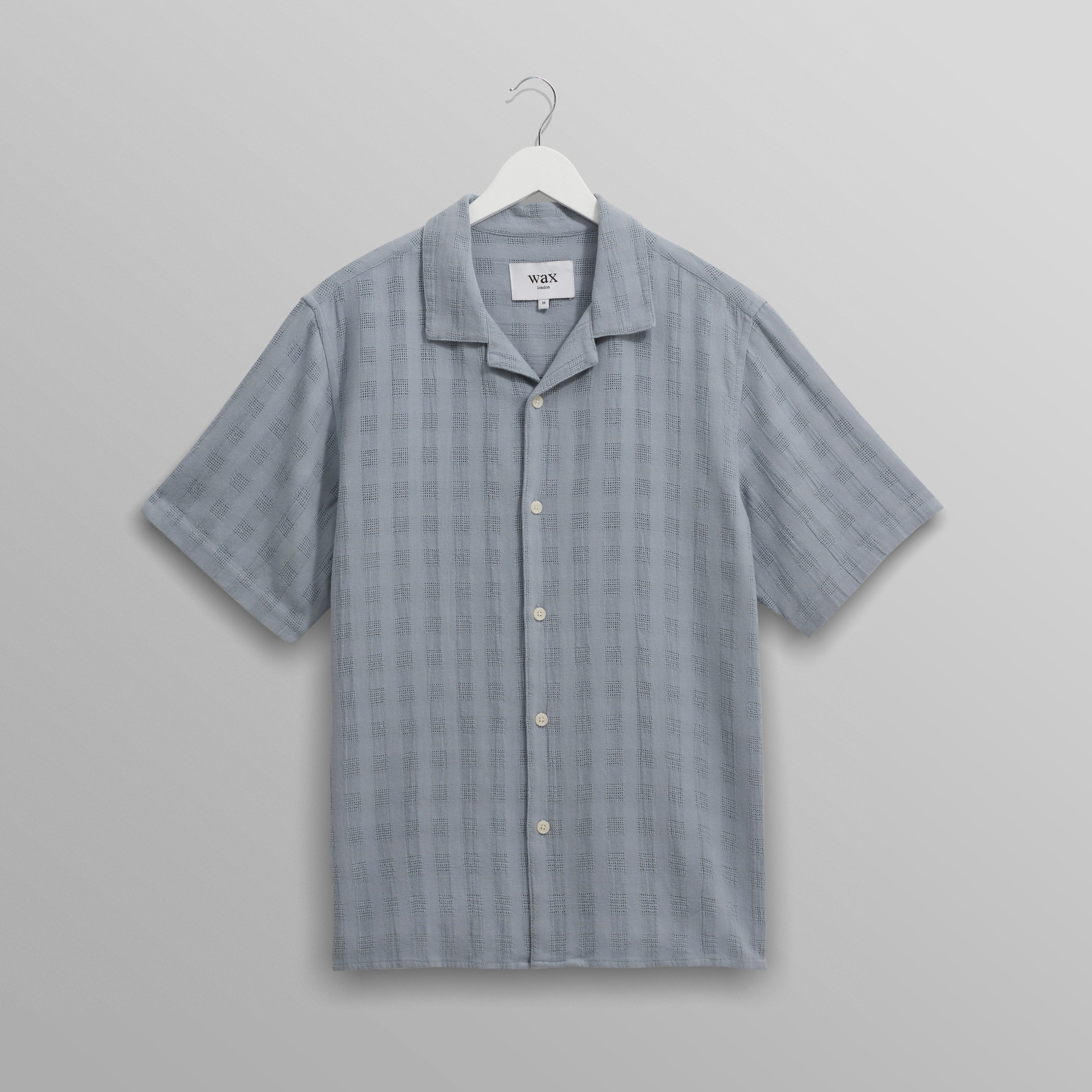 ディドコットシャツ OPEN WEAVE GRID (PALE BLUE)