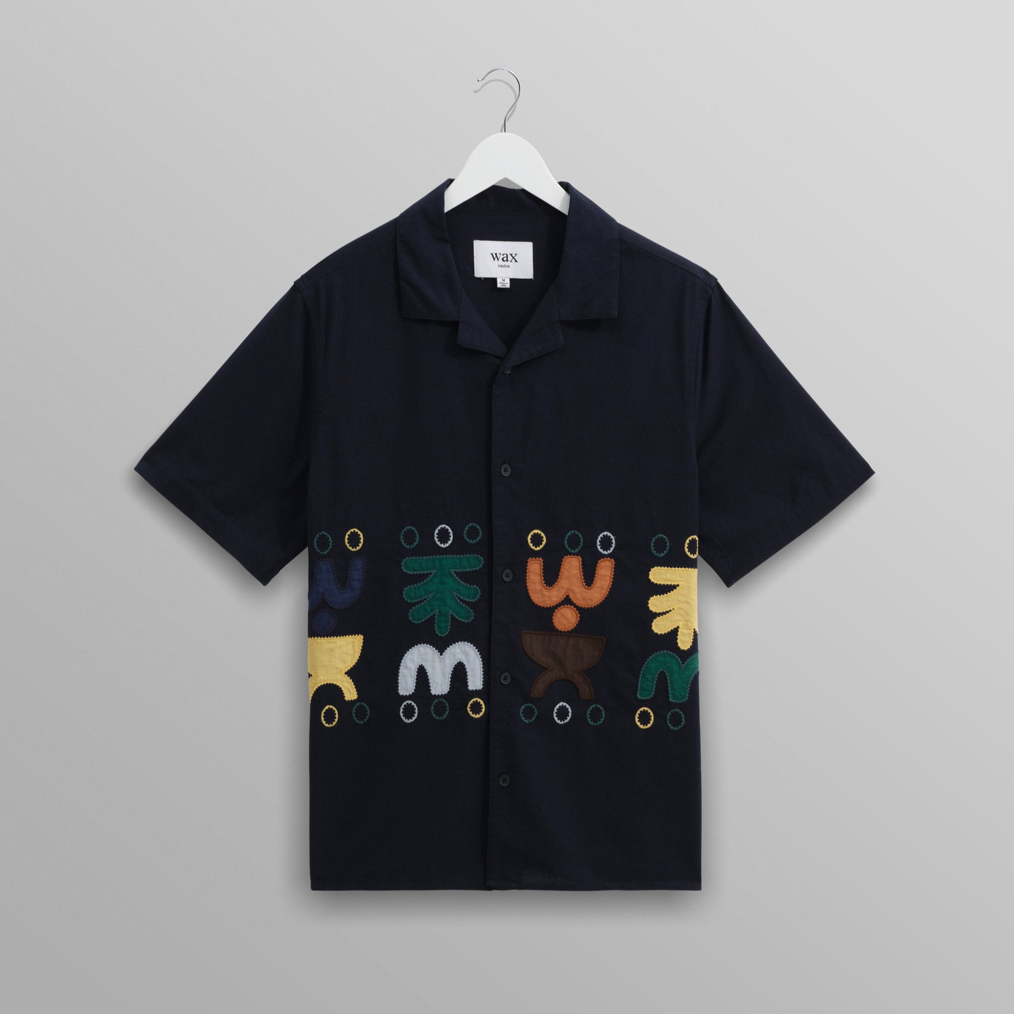 ディドコットシャツ BOLD DOODLE APPLIQUE (NAVY/MULTI)｜Wax London