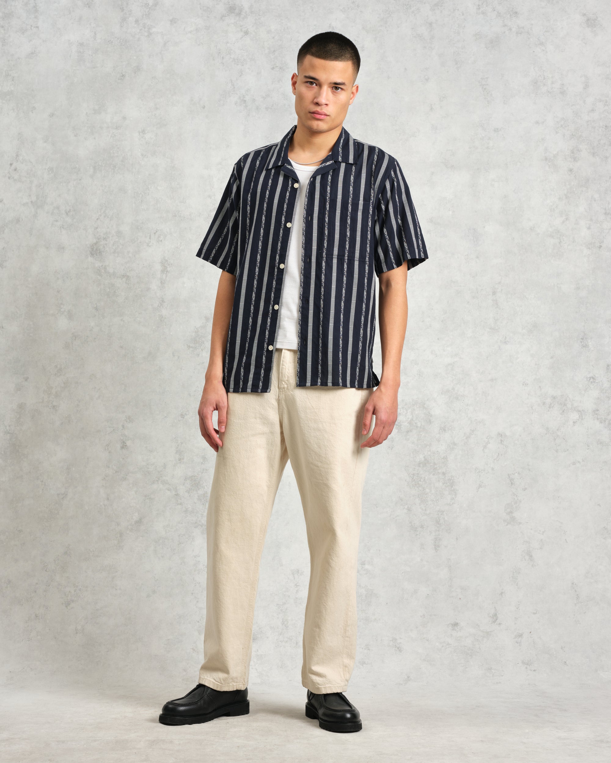ディドコットシャツ FLECK STRIPE (NAVY)