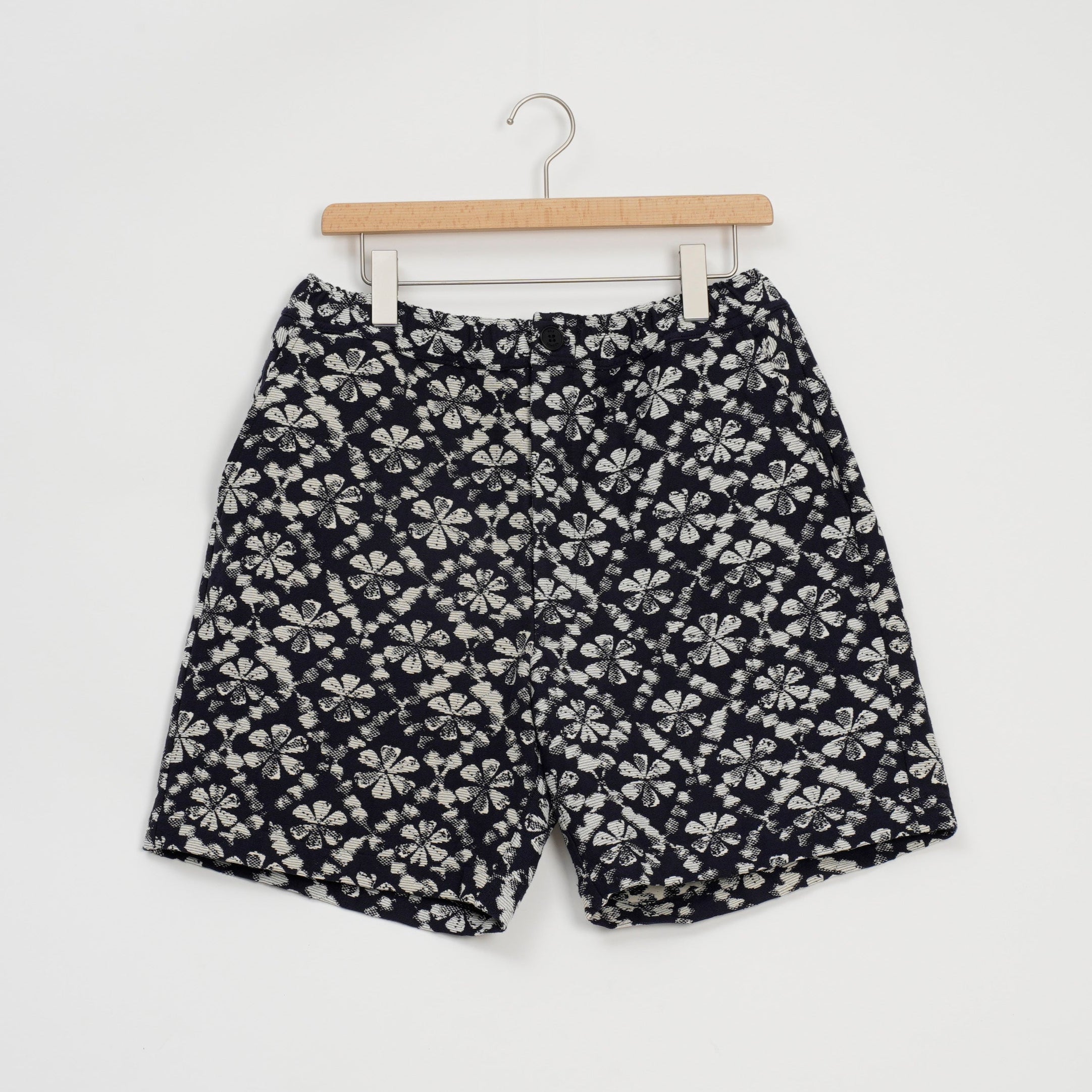カートショーツ FLOWER STAMP JCQUARD (NAVY/ECRU)