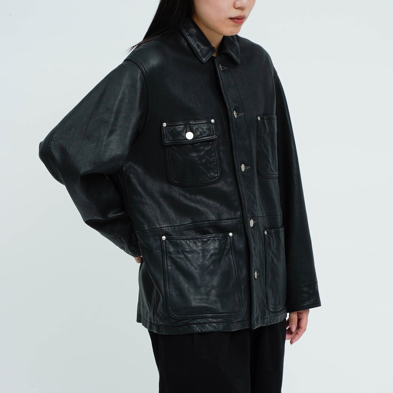 ウォッシュレザー カバーオール(ラム)_coverall