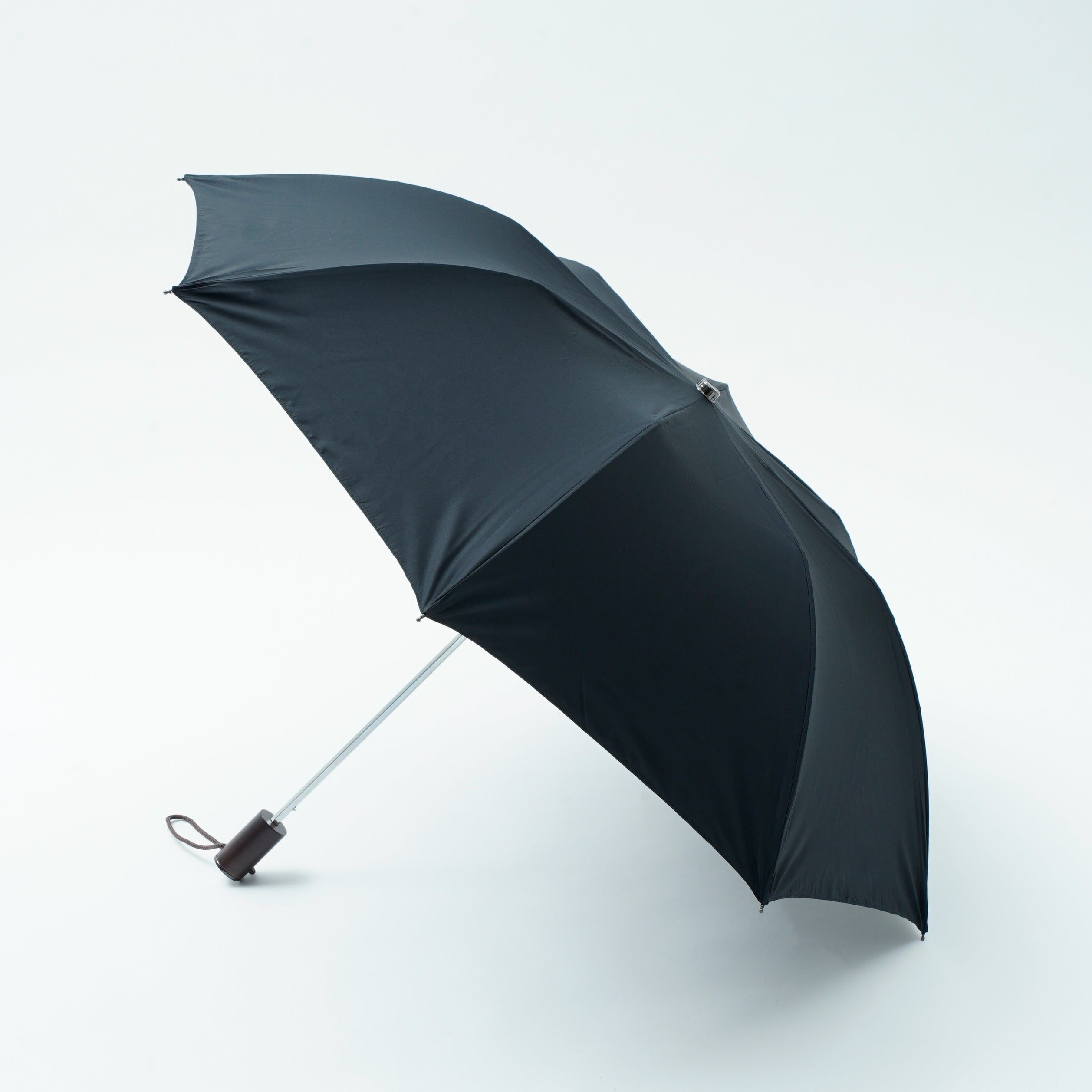 TL11 Brown Maple Straight with Fox Engraved Disc | 折りたたみ傘 | ストレート型ハンドル | メイプル | 晴雨兼用傘(遮光)(280T New Black)