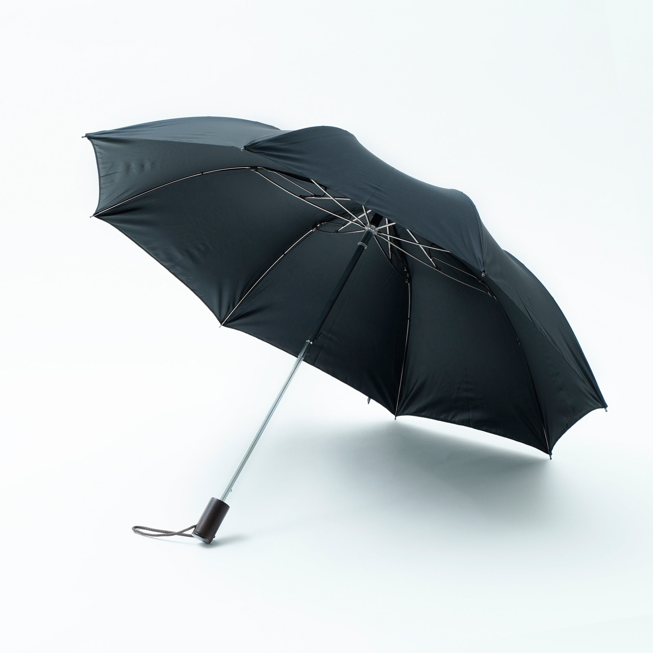 TL11 Brown Maple Straight with Fox Engraved Disc | 折りたたみ傘 | ストレート型ハンドル | メイプル | 晴雨兼用傘(遮光)(280T New Black)