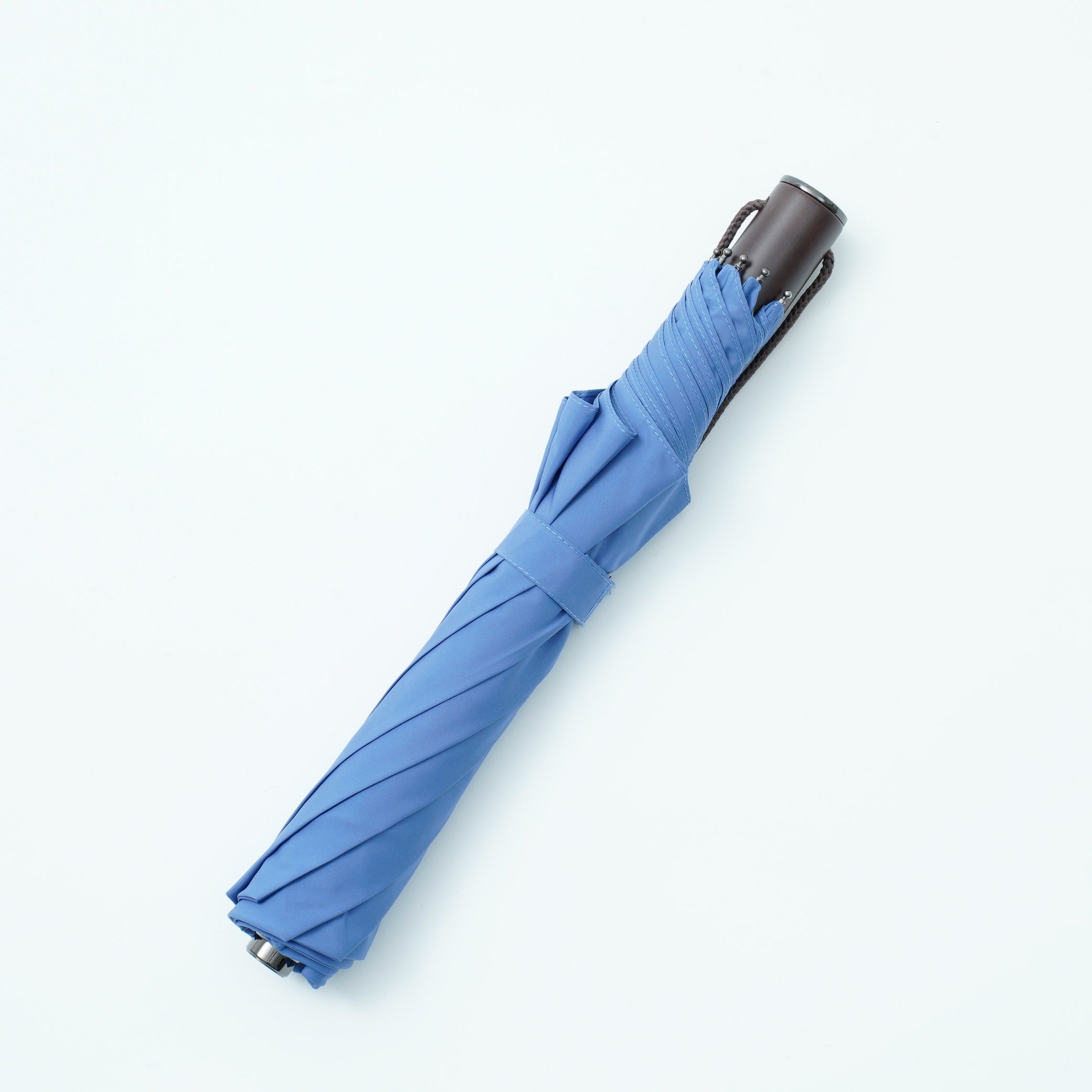 TL11 Brown Maple Straight with Fox Engraved Disc | 折りたたみ傘 | ストレート型ハンドル | メイプル | 晴雨兼用傘 (565 Ala Blue)