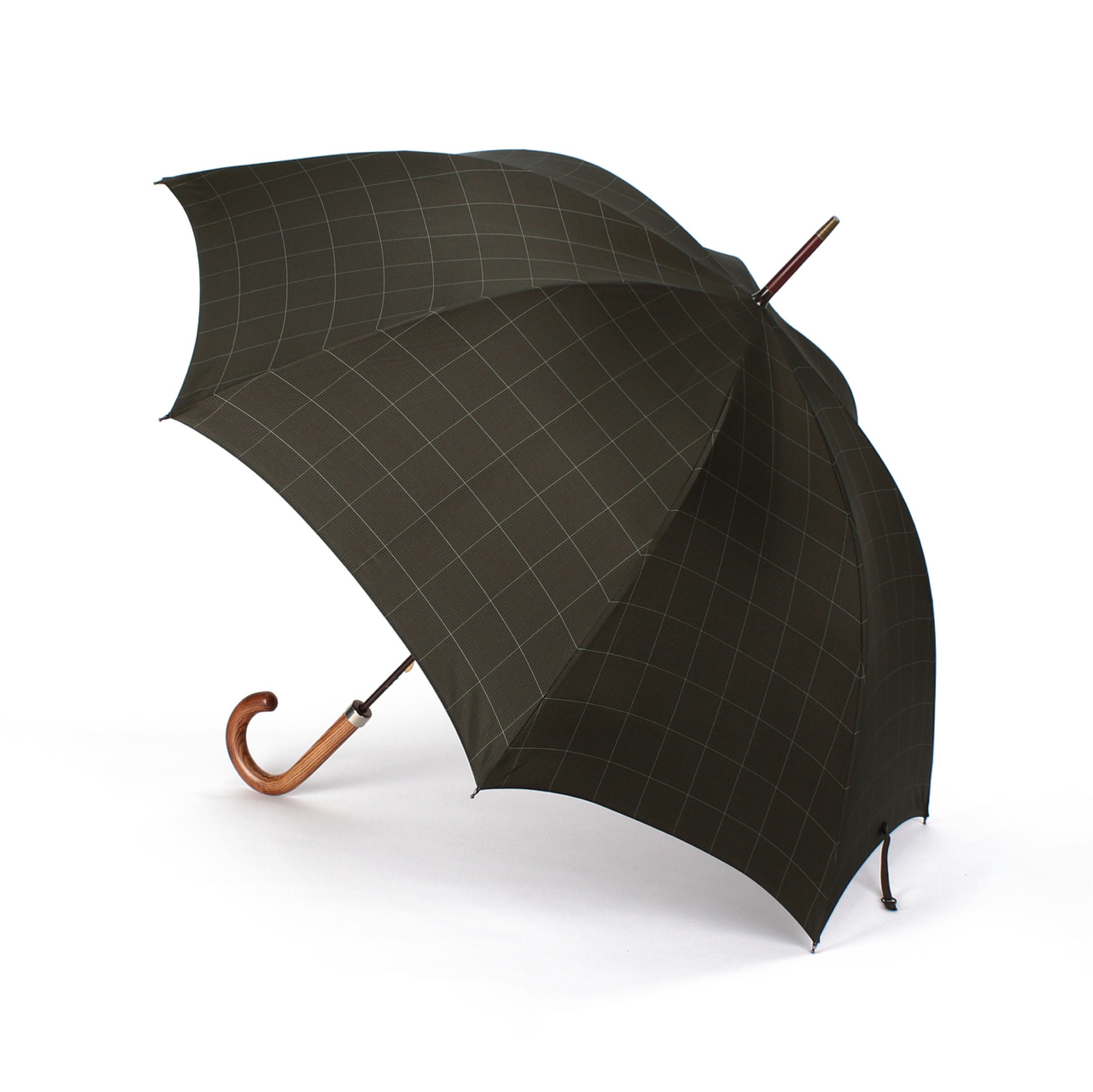 GT1 Hardwood | 長傘 | アーチ型ハンドル | ハードウッド | 晴雨兼用傘 (Dark Graind-PRINCE OF WALES BROWN)