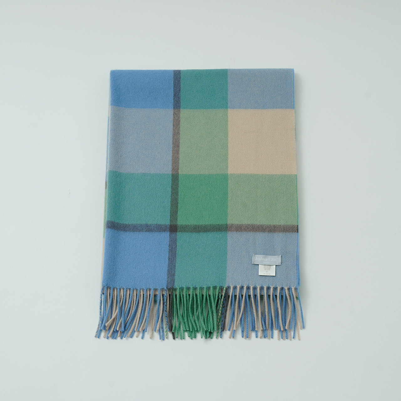 カシミヤストール プラッド(ブルー)CPG52274ジョシュアエリスjoshuaellis