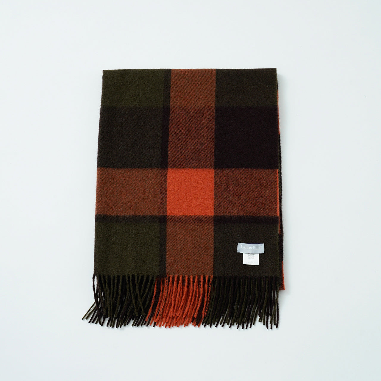 カシミヤストール プラッド(ブラウン)70×190_CPG52279 ジョシュアエリスjoshuaellis