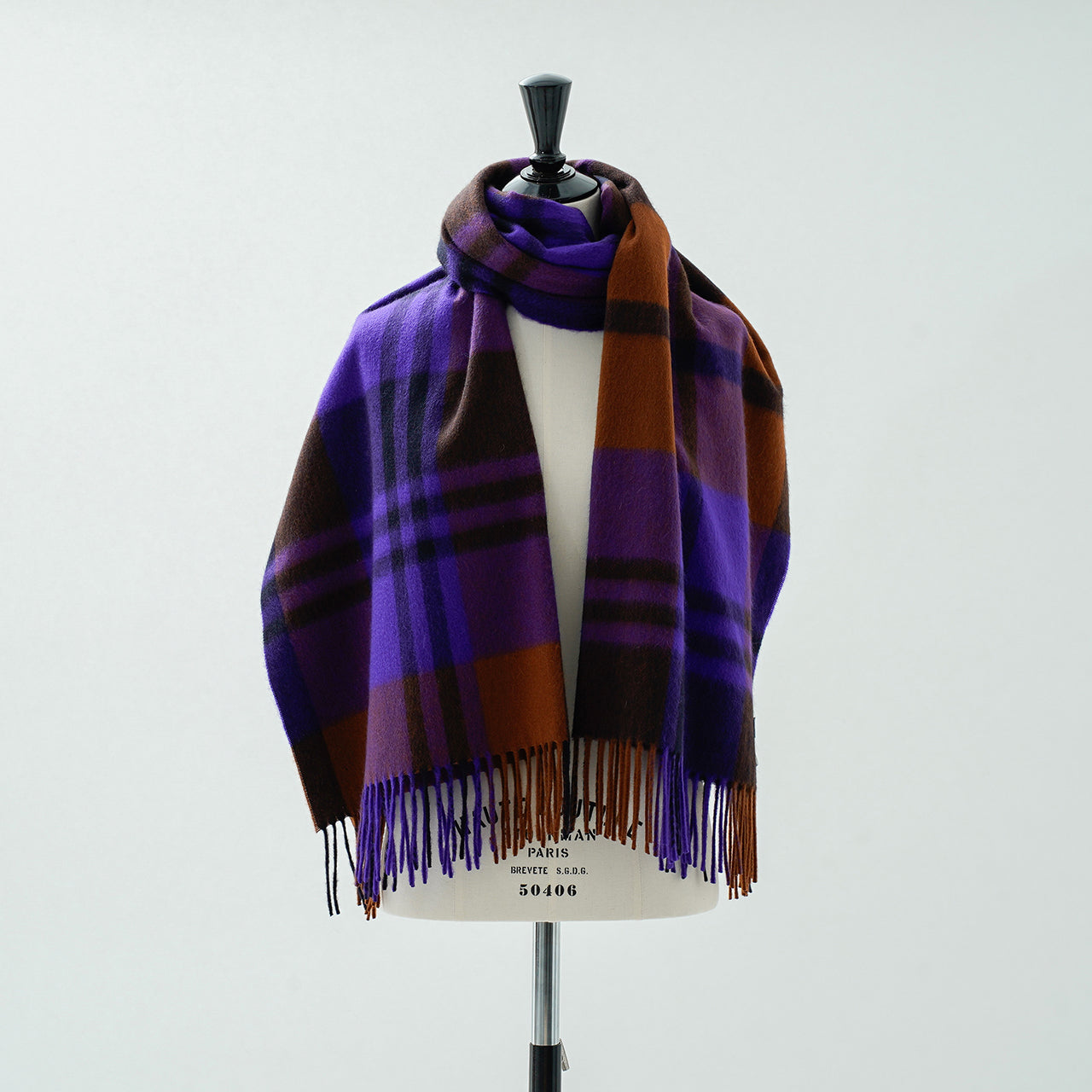 カシミヤストール プライマリーブラックウォッチ(パープル)70×190_CPG52296 ジョシュアエリスjoshuaellis