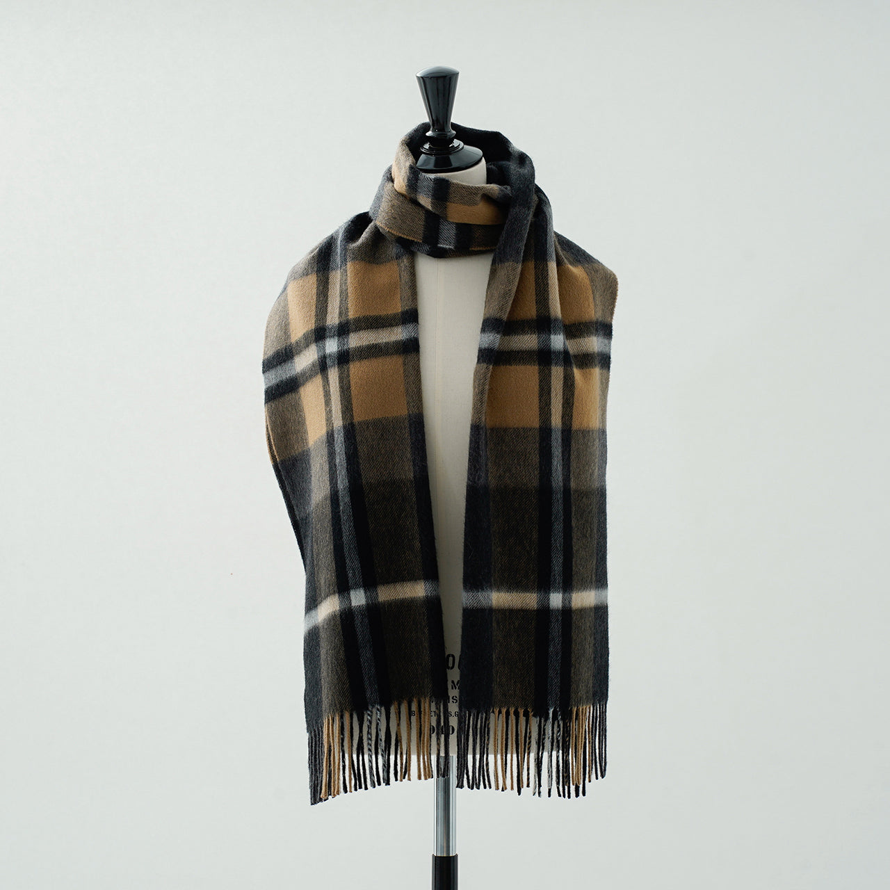 カシミヤストール チェック(ブラウン)50×190_CPG52304 ジョシュアエリスjoshuaellis