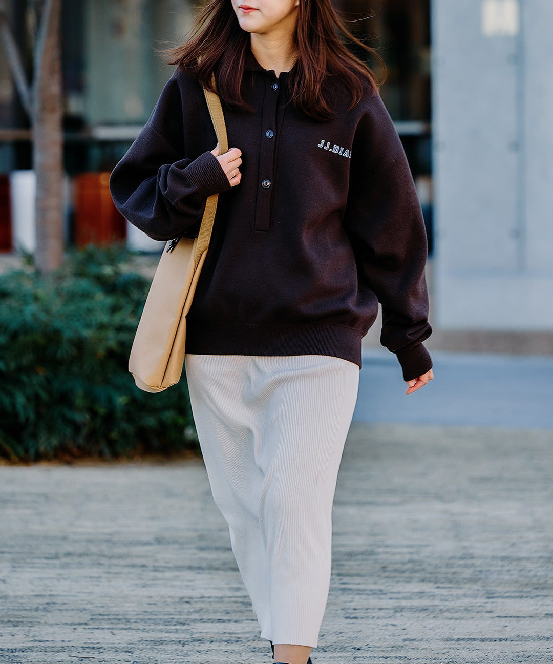 バックロゴスキッパーポロニット 25W702 (BROWN)