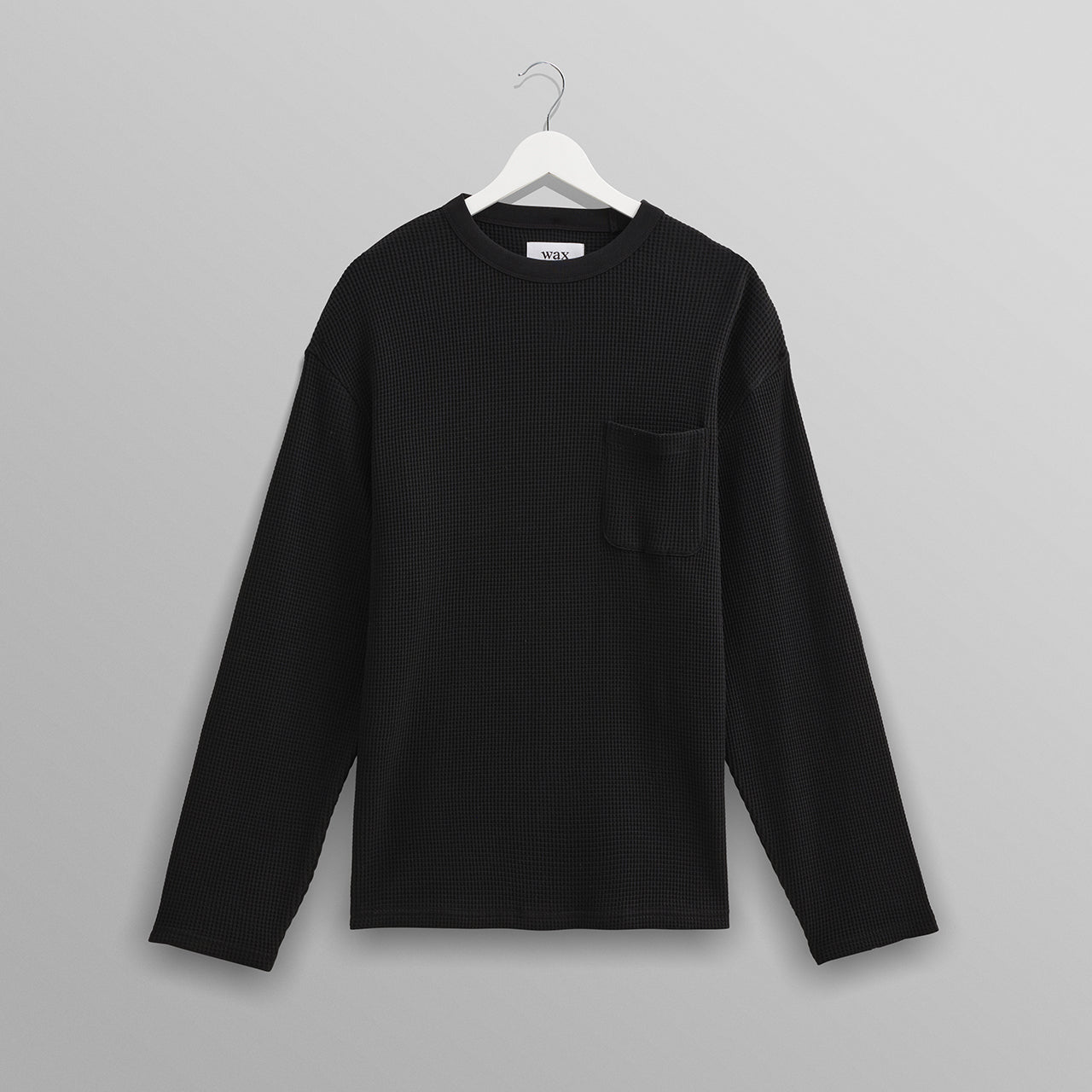 ムーア ロングスリーブTシャツ ヘビーワッフル (BLACK) LST-MOR-BLF-BLK ワックスロンドンwax london