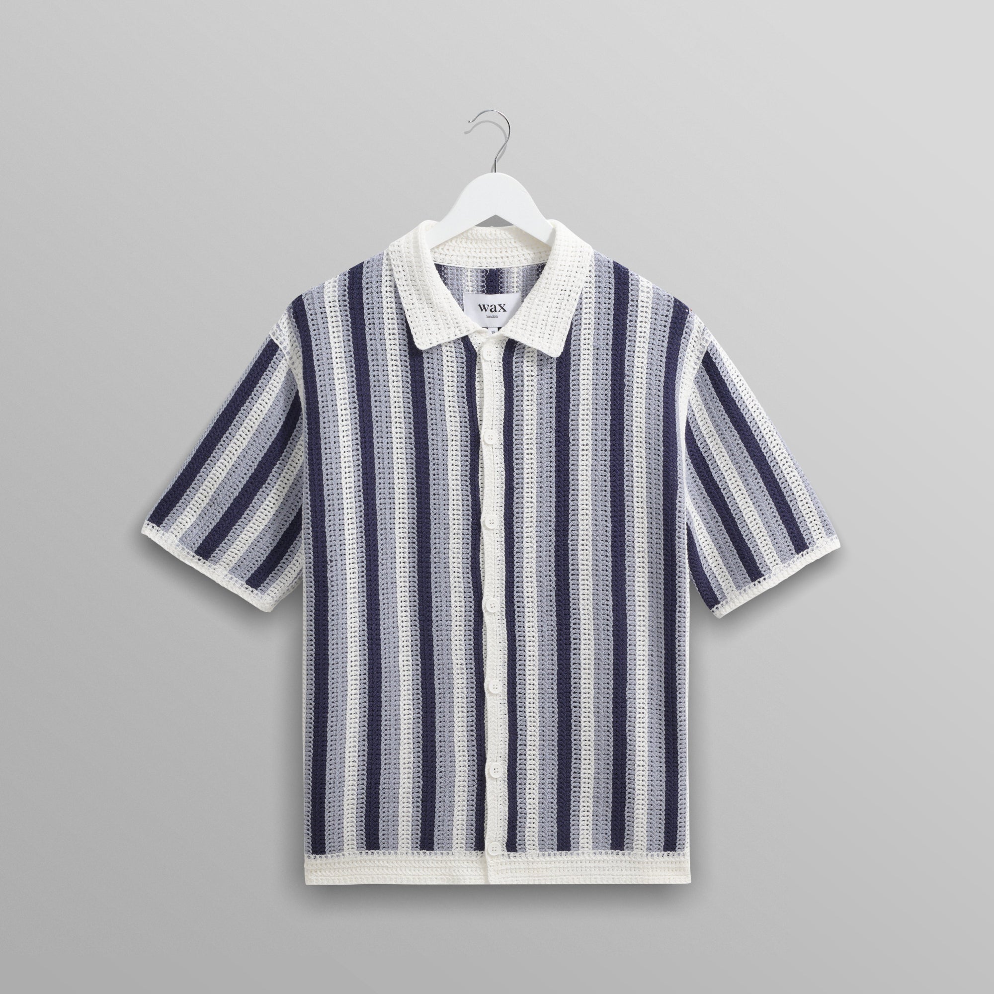 ポルトシャツ STRIPE CROCHET (BLUE/ECRU)