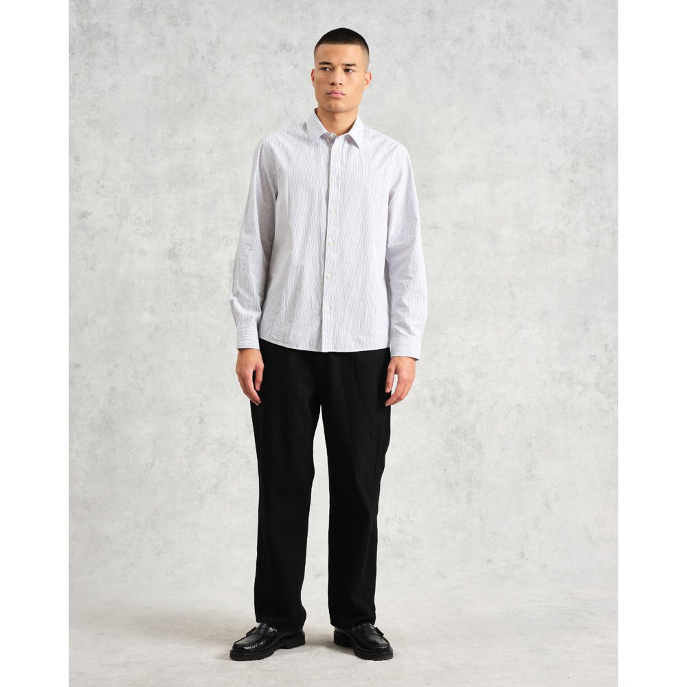シェリーシャツ POPLIN FINE STRIPE (ECRU/BLUE) - グリニッジ オンラインストア