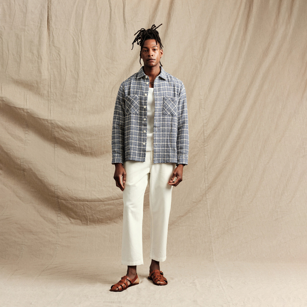 男女兼用 WHオーバーシャツ|マーサーチェック(BLUE)