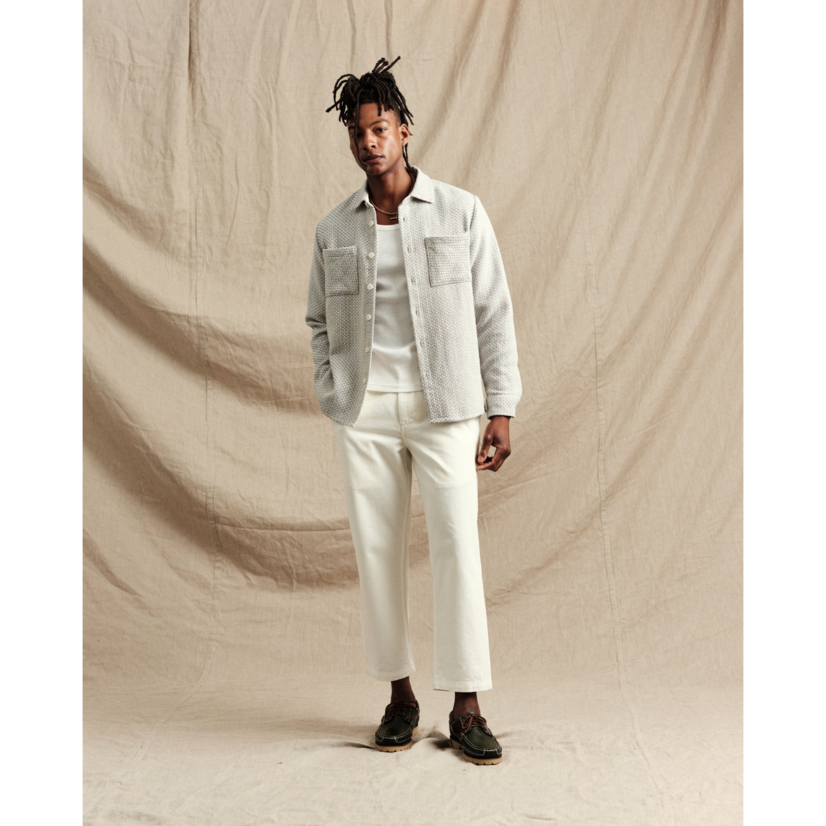 男女兼用 WHオーバーシャツ|ステップニー(BLUE/ECRU)