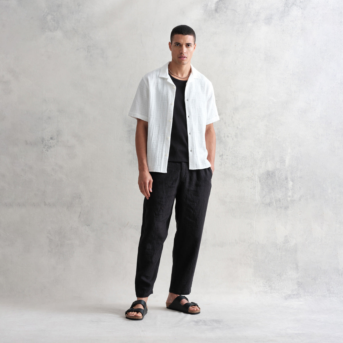 ディドコットシャツ WAFFLE PATCHWORK (WHITE)