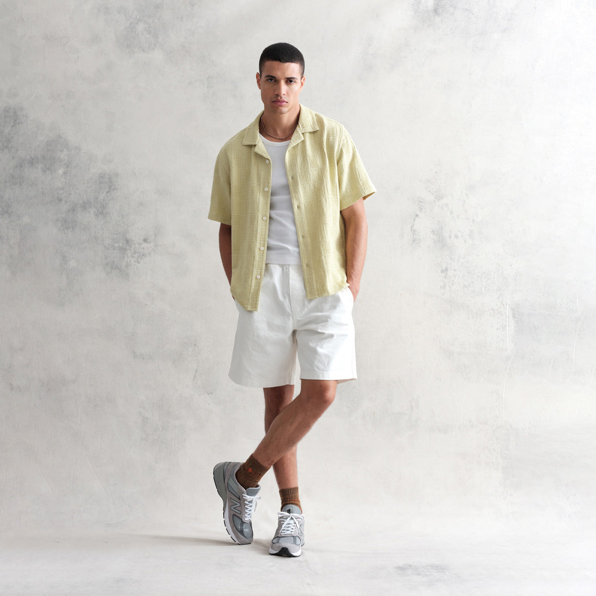 ディドコットシャツ WAFFLE PATCHWORK (GREEN)