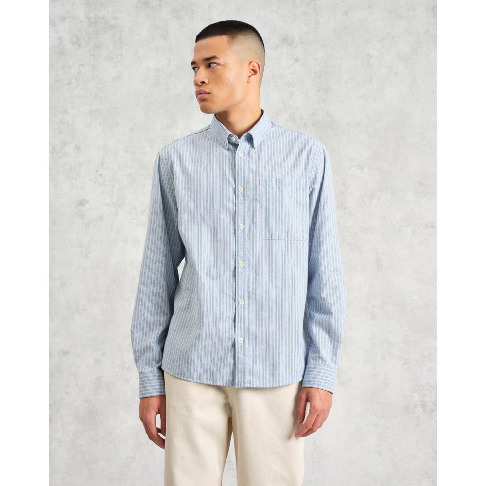 アビンドンシャツ PREP STRIPE (BLUE) - グリニッジ オンラインストア