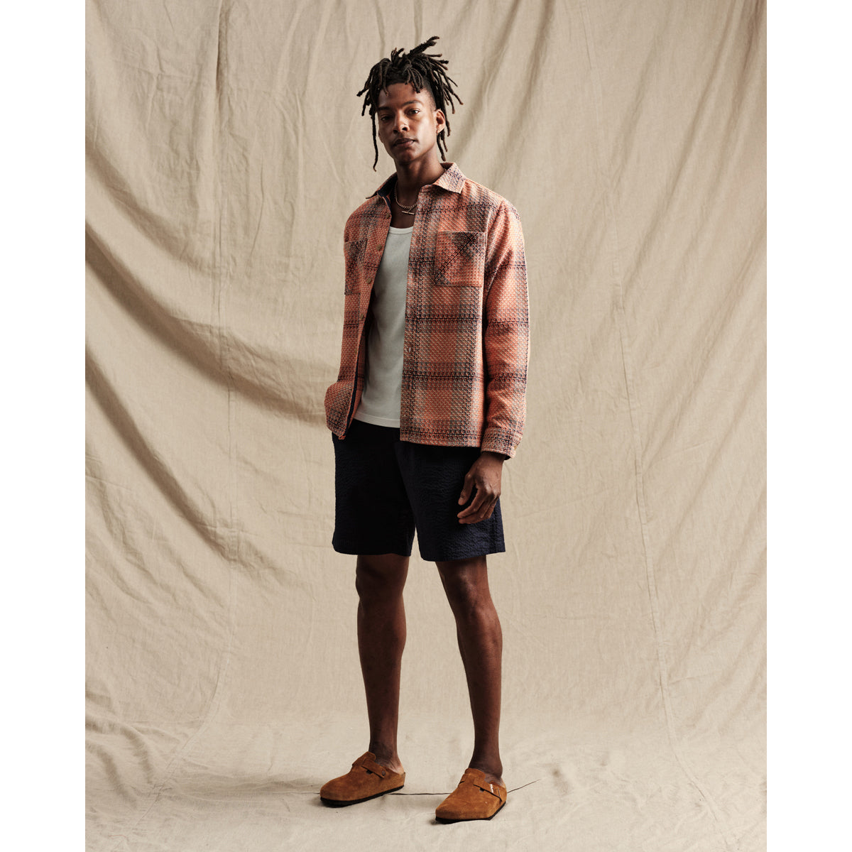 男女兼用 WHオーバーシャツ|フィンズベリーチェック(RUST/NAVY)