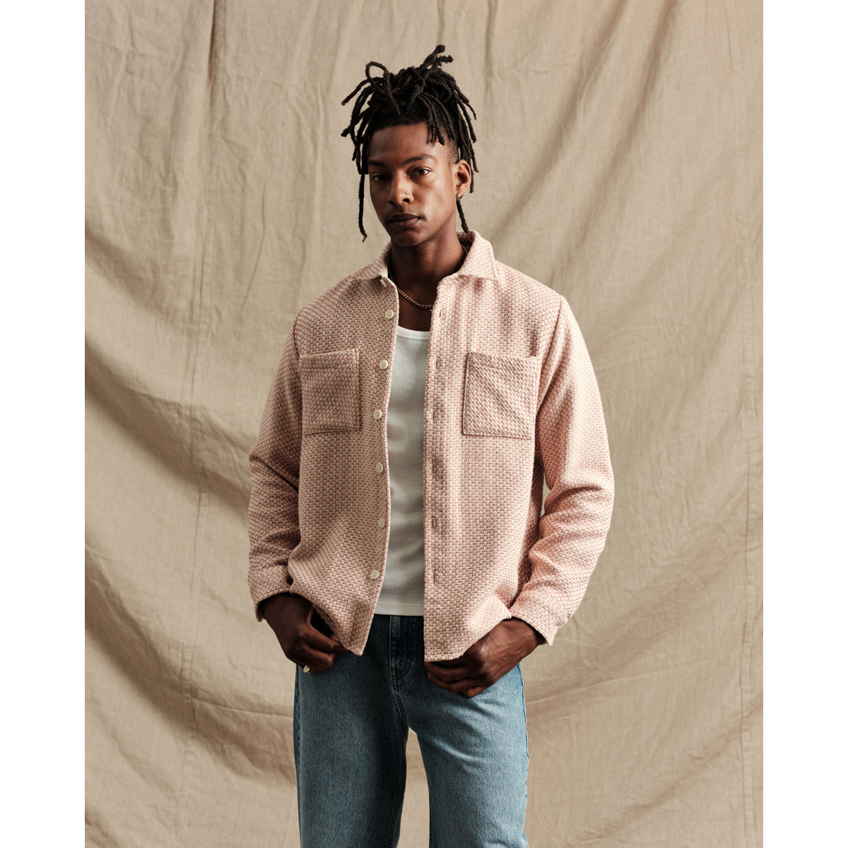 男女兼用 WHオーバーシャツ|ステップニー(PINK/ECRU)