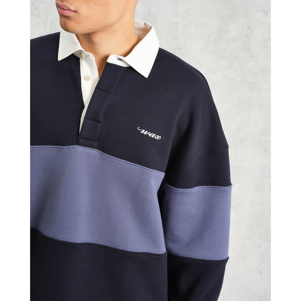 ラガーシャツ PANELLED LOOPBACK (NAVY/BLUE) - グリニッジ オンラインストア