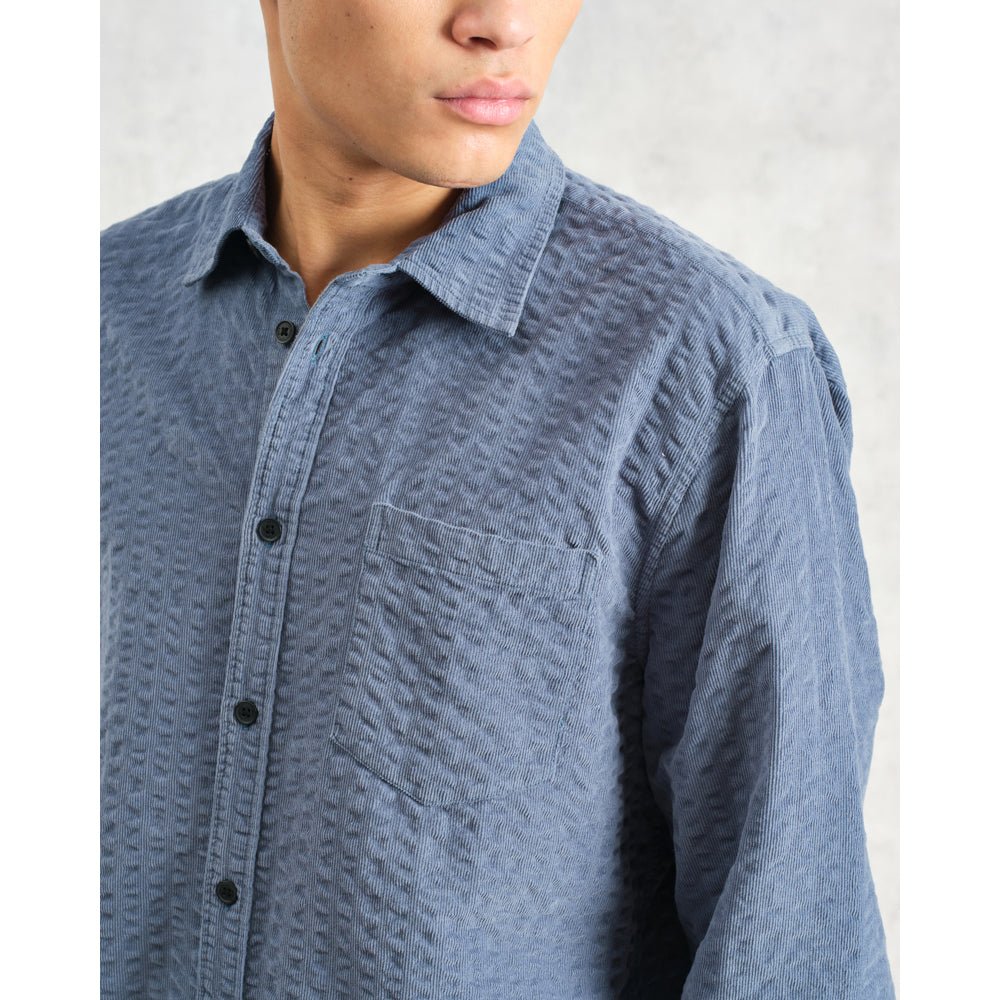 シェリーシャツ SEERSUCKER CORD (BLUE) - グリニッジ オンラインストア
