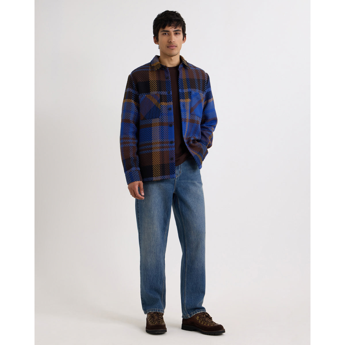 オーバーシャツ BOLD CHECK (BLUE/BROWN)