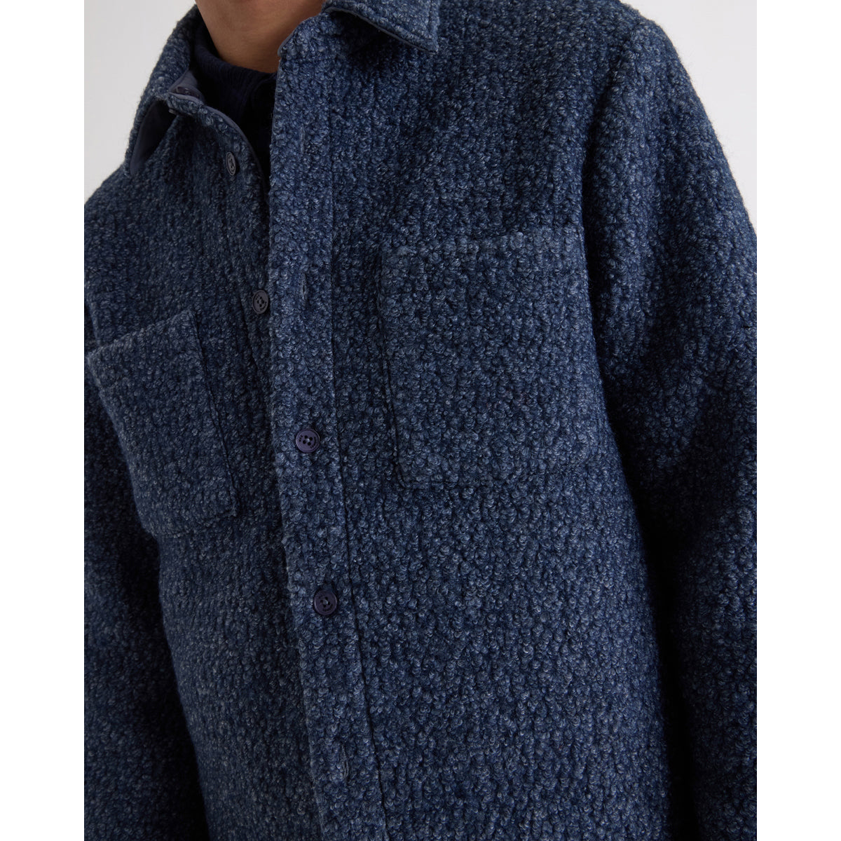 オーバーシャツ MOUNT REVERSIBLE BOBBLE WOOL (GREY BLUE)