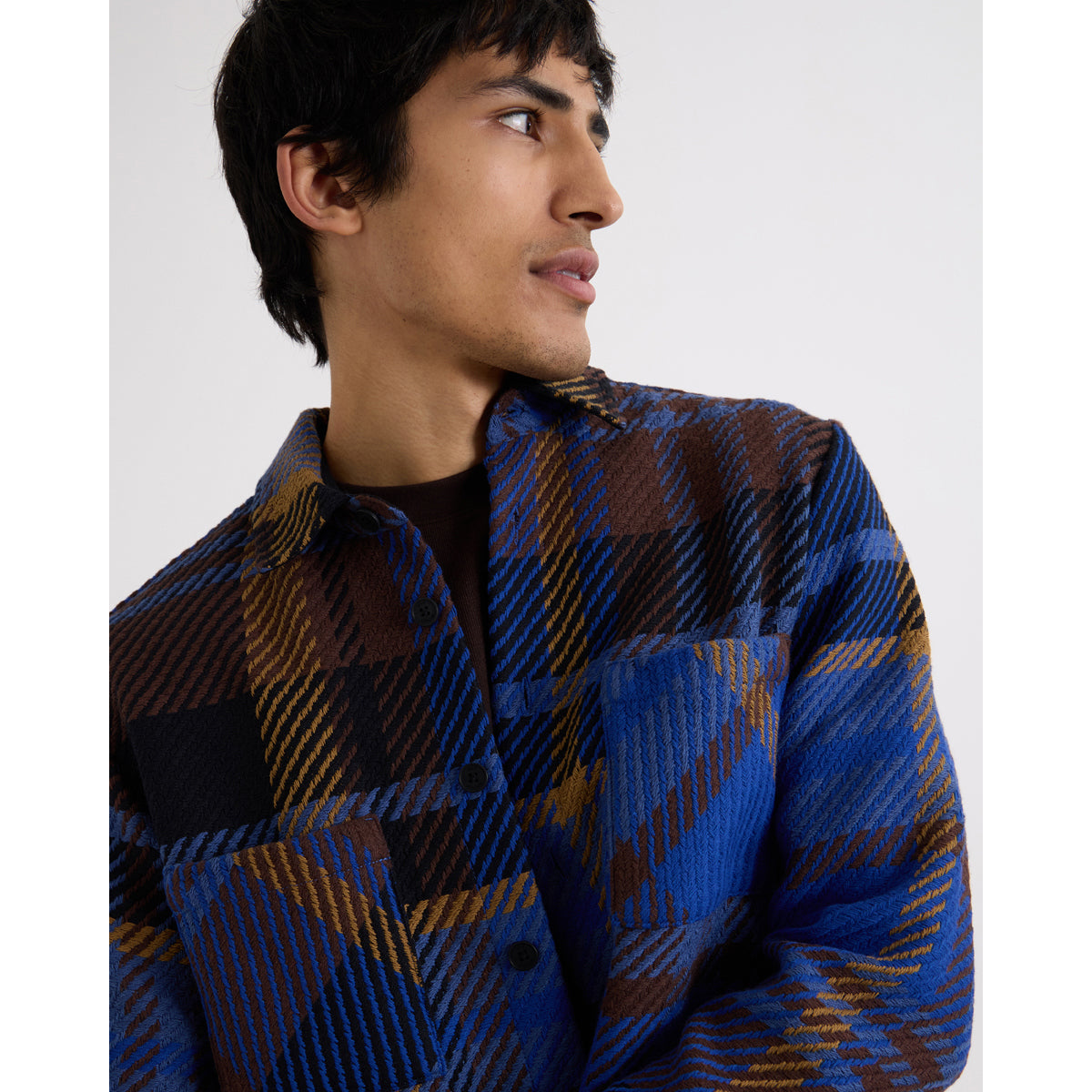 オーバーシャツ BOLD CHECK (BLUE/BROWN)