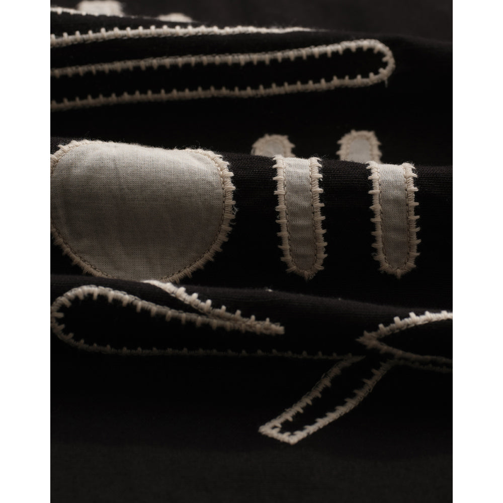 ディドコットシャツ ABSTRACT APPLIQUE (BLACK/ECRU)