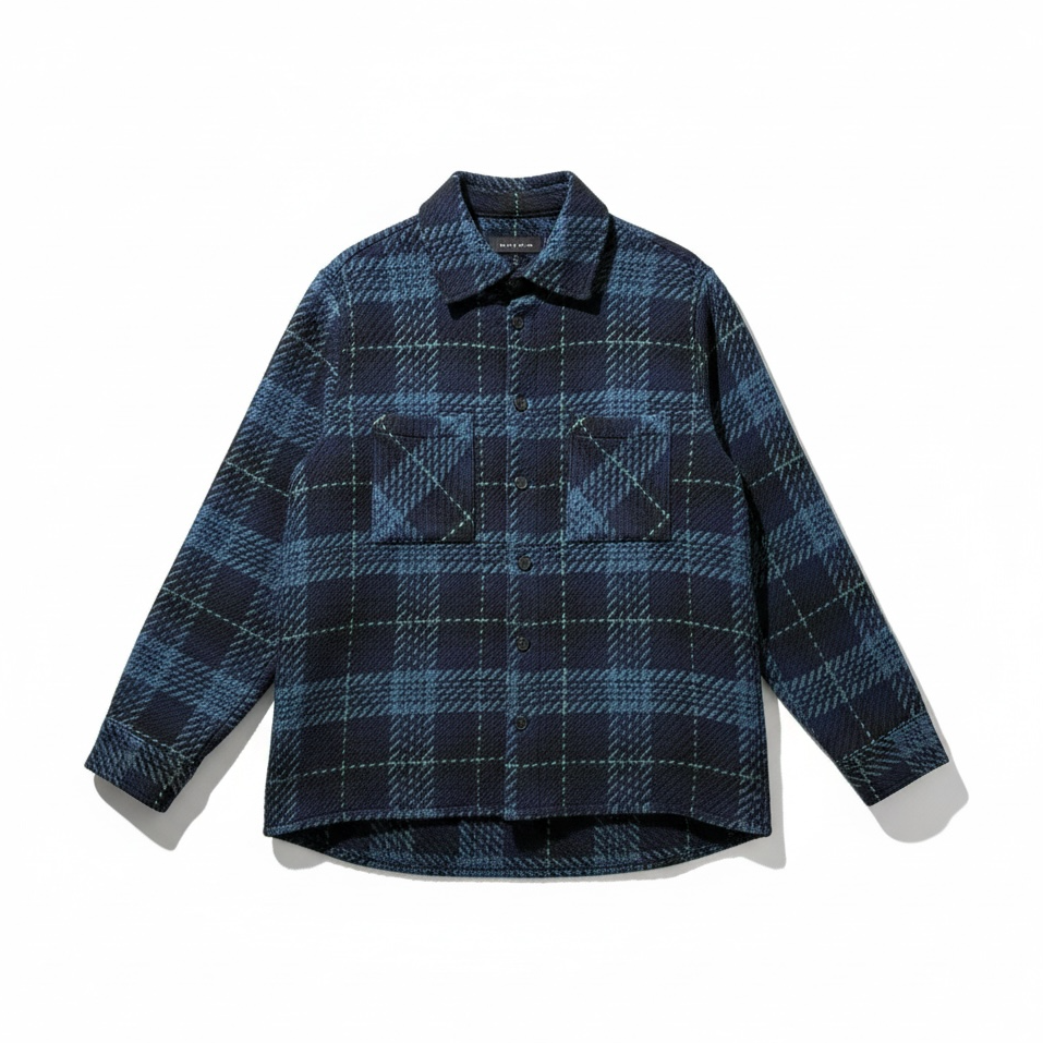 オーバーシャツ TARTAN CHECK (NAVY/BLACK)【ワックスロンドン日本公式 オーバーシャツ TARTAN CHECK (NAVY/BLACK)【ワックスロンドン日本公式
