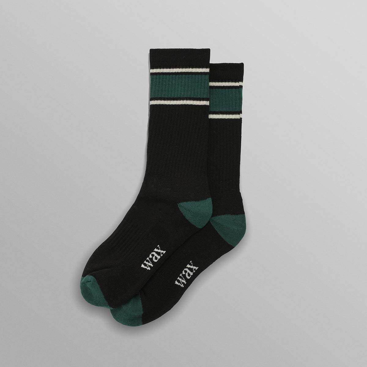 スポーツソックス ランニングストライプ (BLACK/ GREEN)｜Wax London 