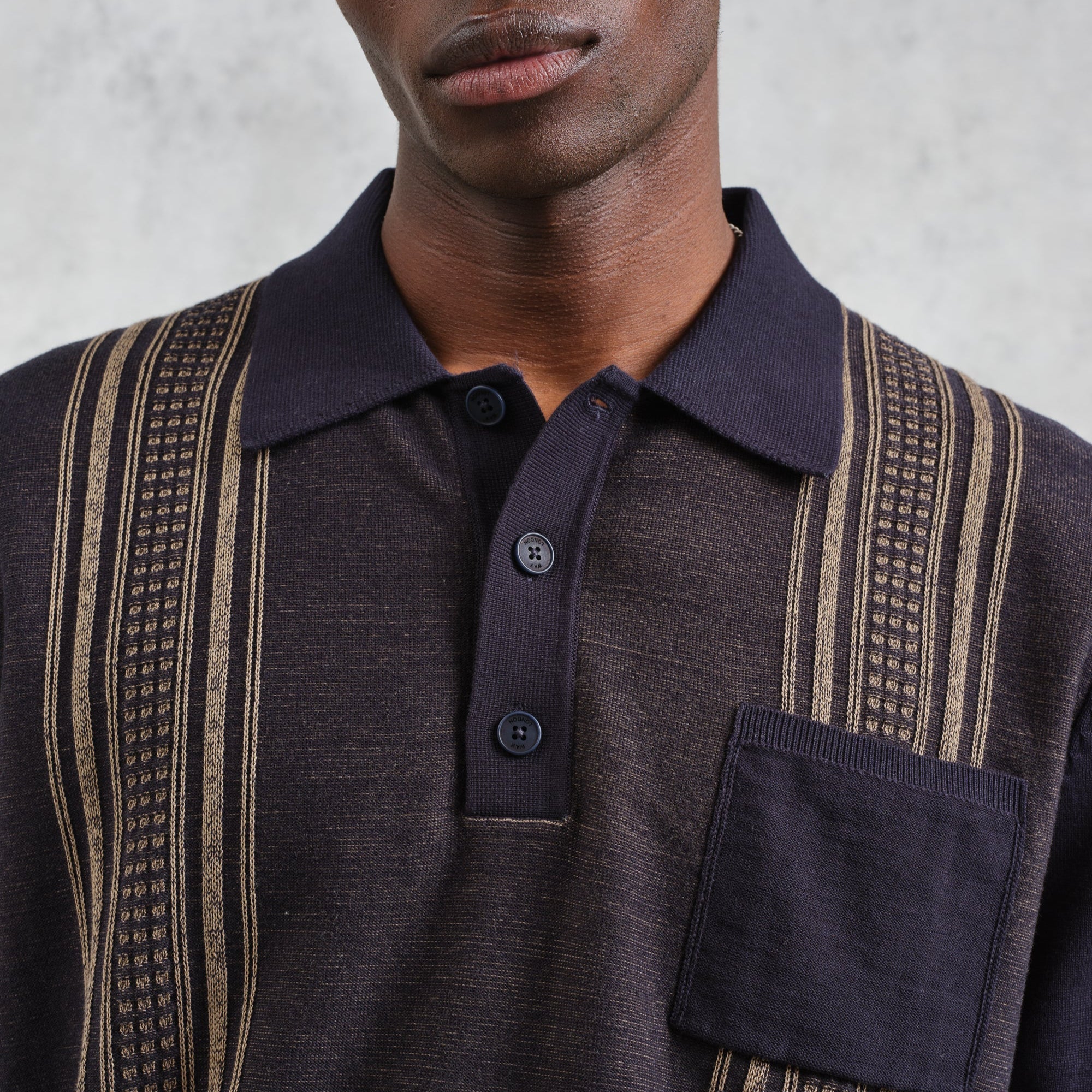 ポロシャツ RETRO STRIPE (NAVY/KHAKI)