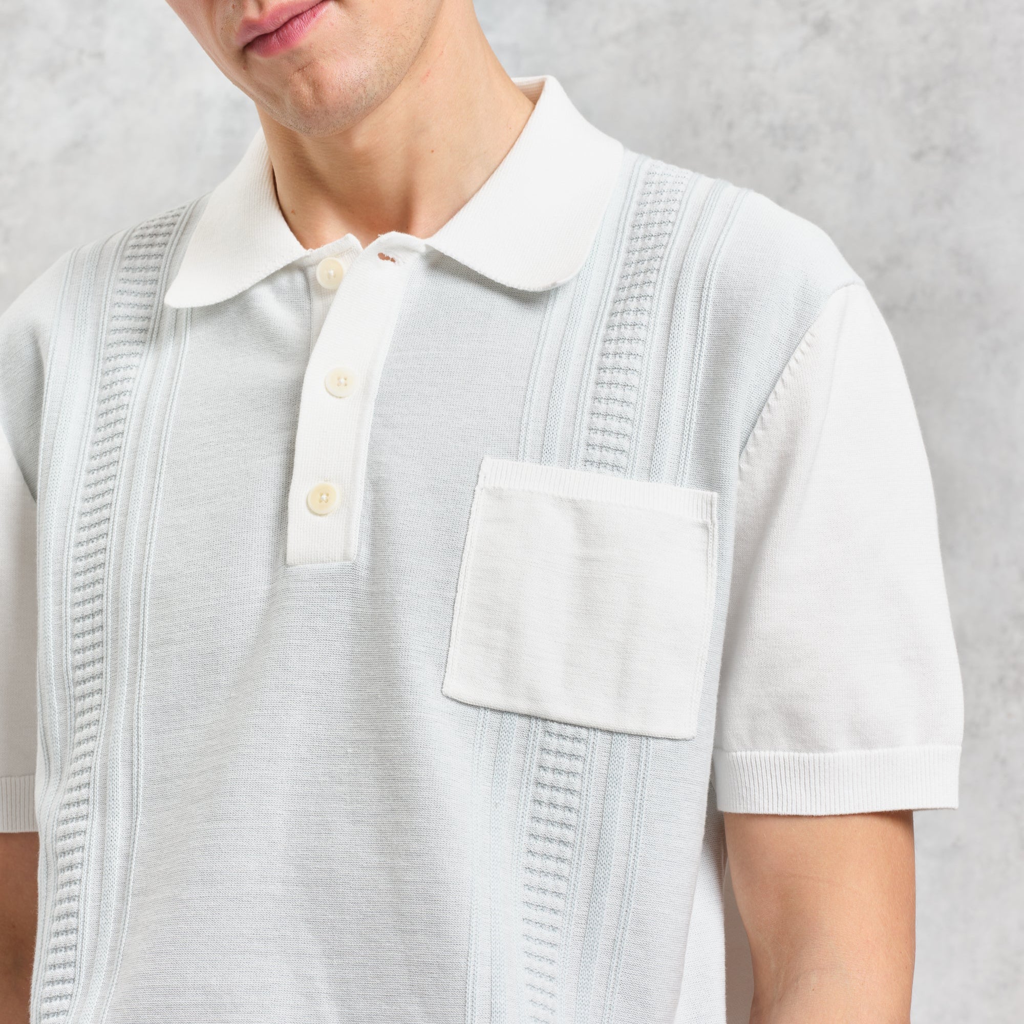 ポロシャツ RETRO STRIPE (PALE BLUE/ECRU)