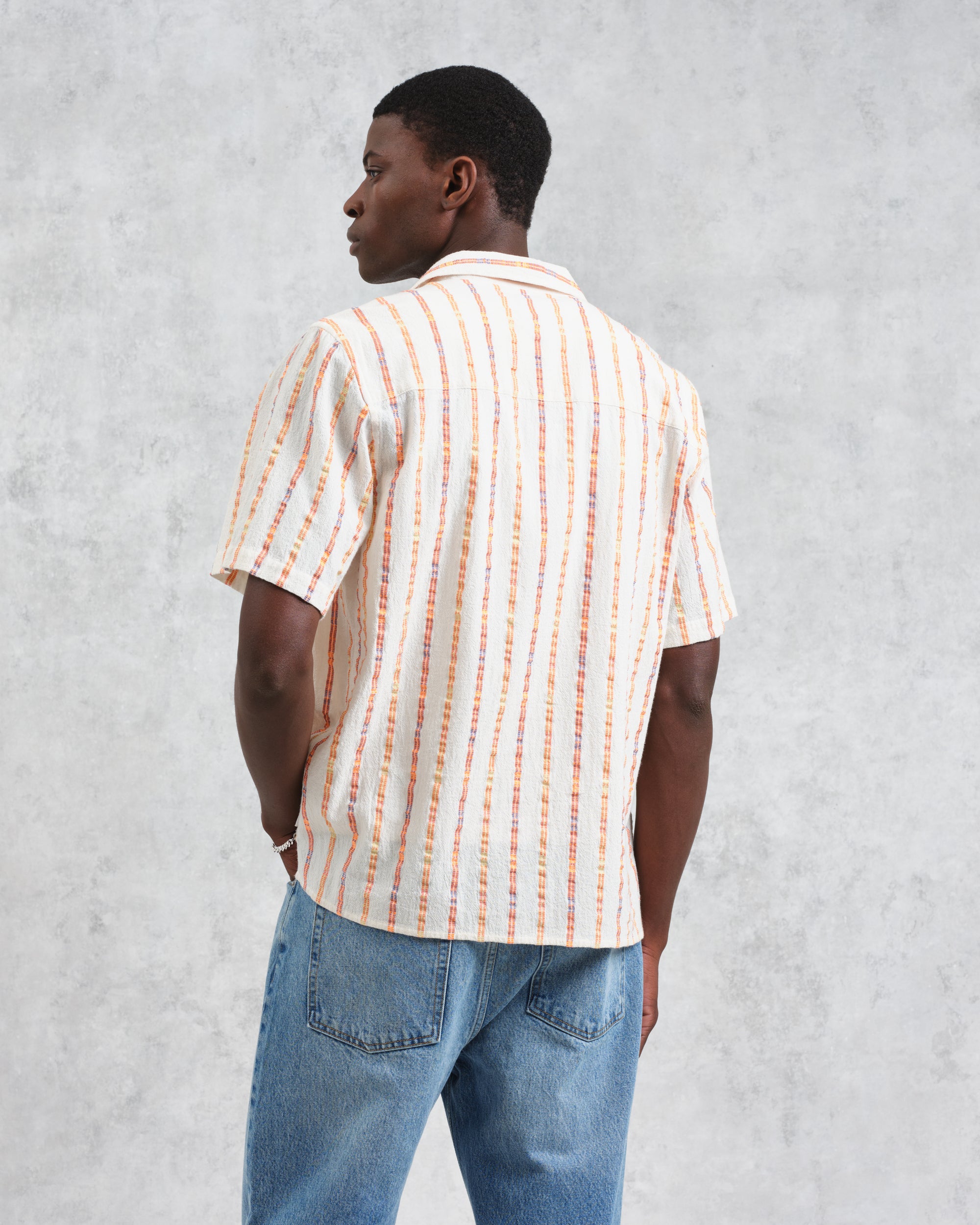 ディドコットシャツ MULTI LOOM STRIPE (ECRU/ORANGE)