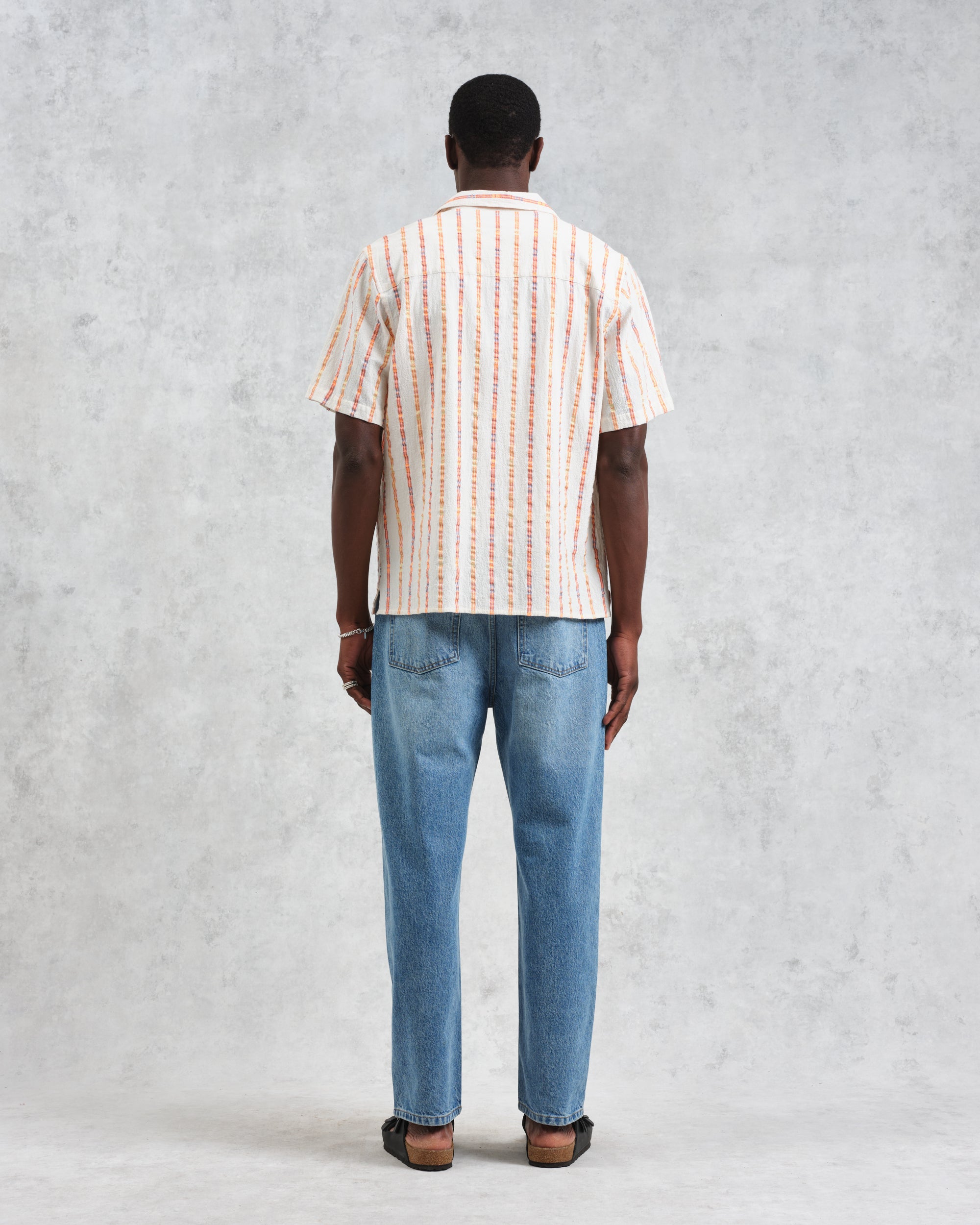 ディドコットシャツ MULTI LOOM STRIPE (ECRU/ORANGE)