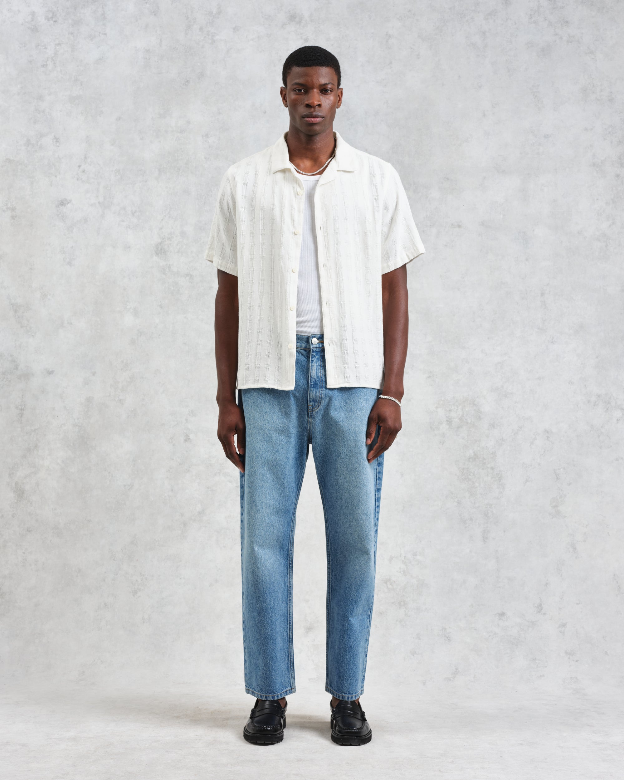 ディドコットシャツ OPEN WEAVE GRID (ECRU)