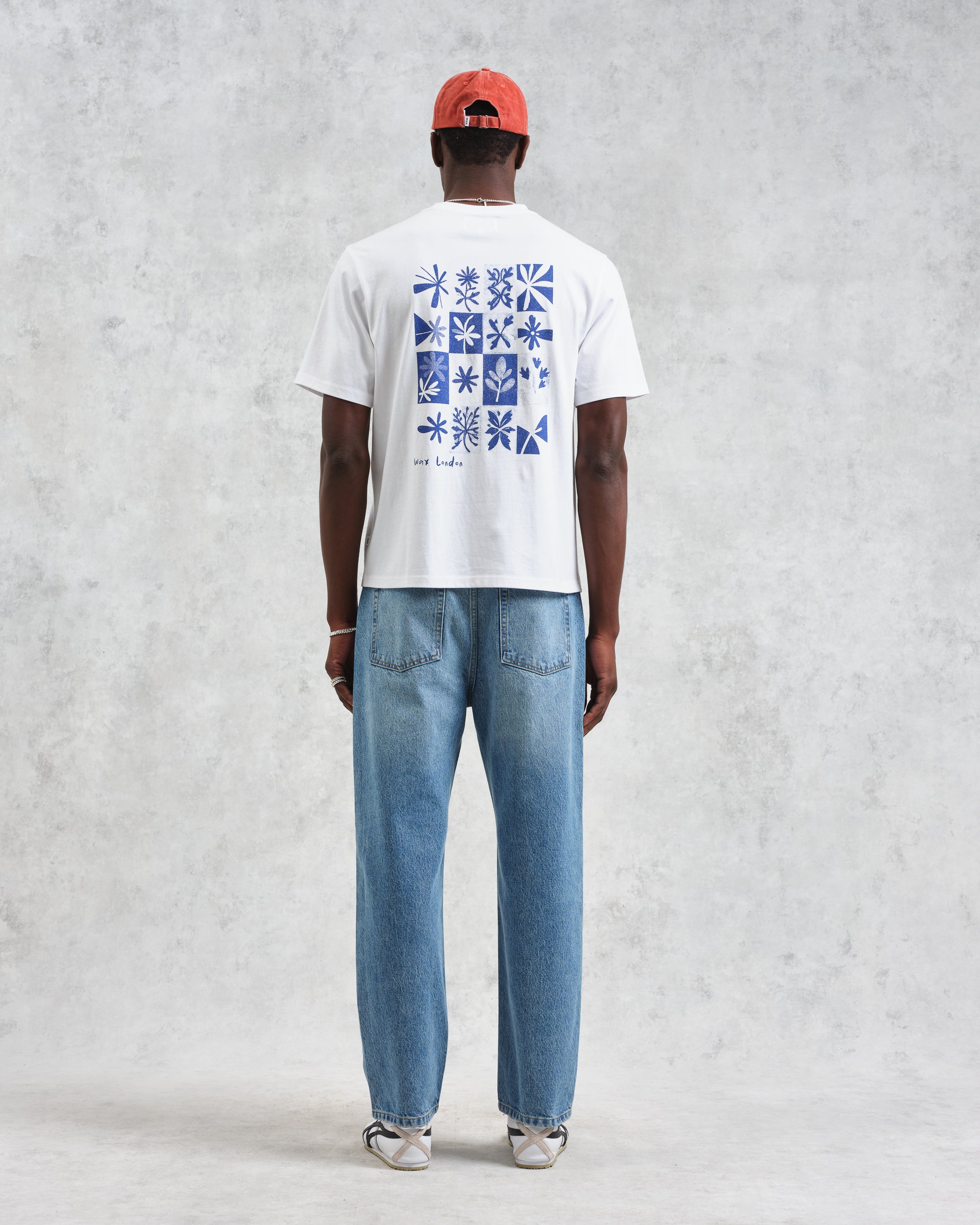 ディーンショートスリーブTシャツ FLORAL STAMPS (WHITE)