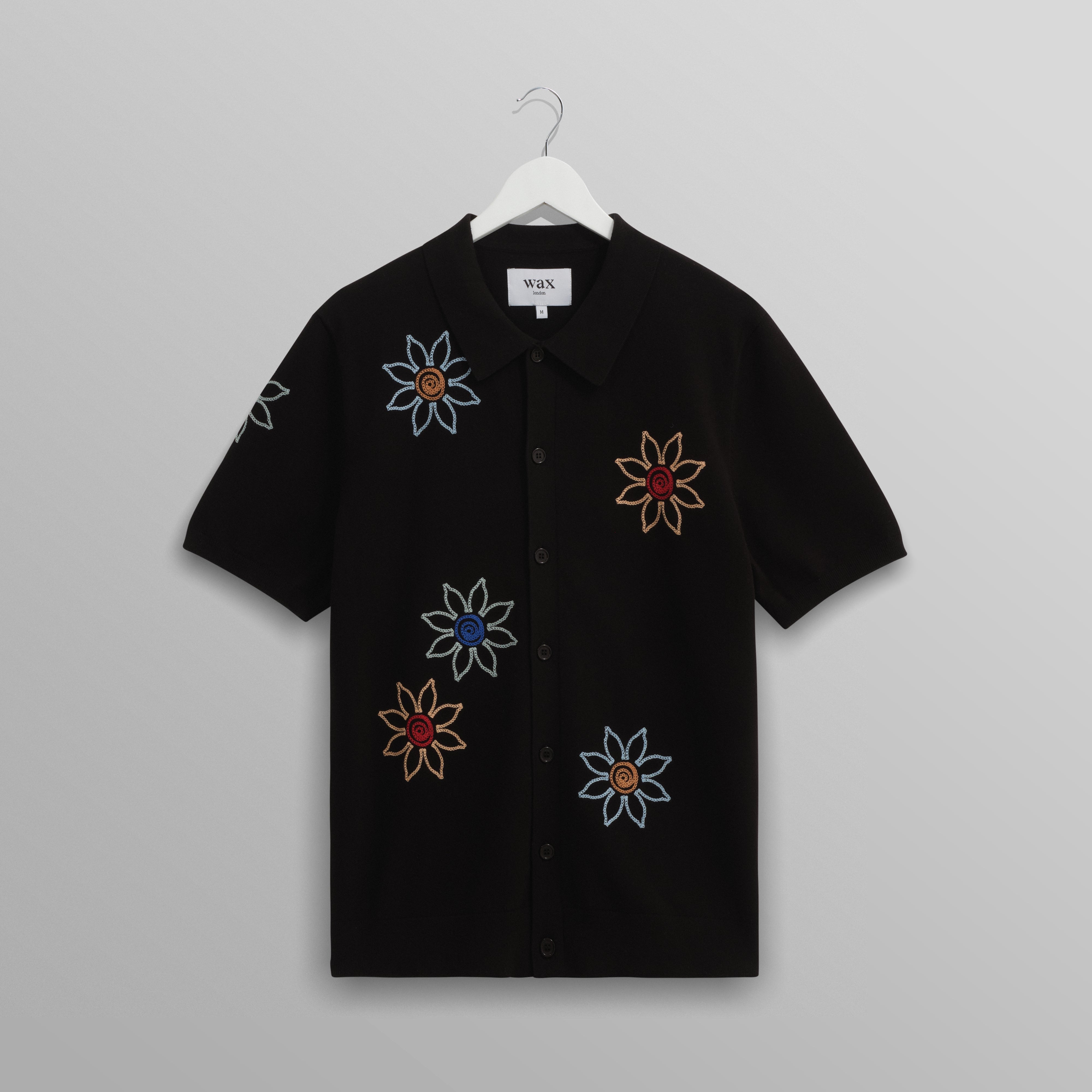 テラーロシャツ FLORAL EMBROIDERY (BLACK/MULTI)