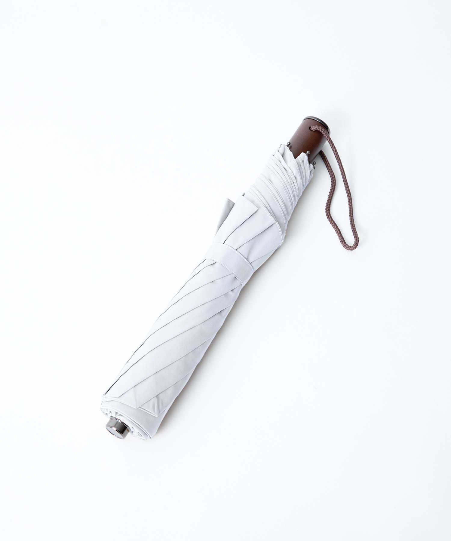 TL11 Brown Maple Straight with Fox Engraved Disc | 折りたたみ傘 | ストレート型ハンドル | メイプル | 晴雨兼用傘(遮光) (92 Light Grey)