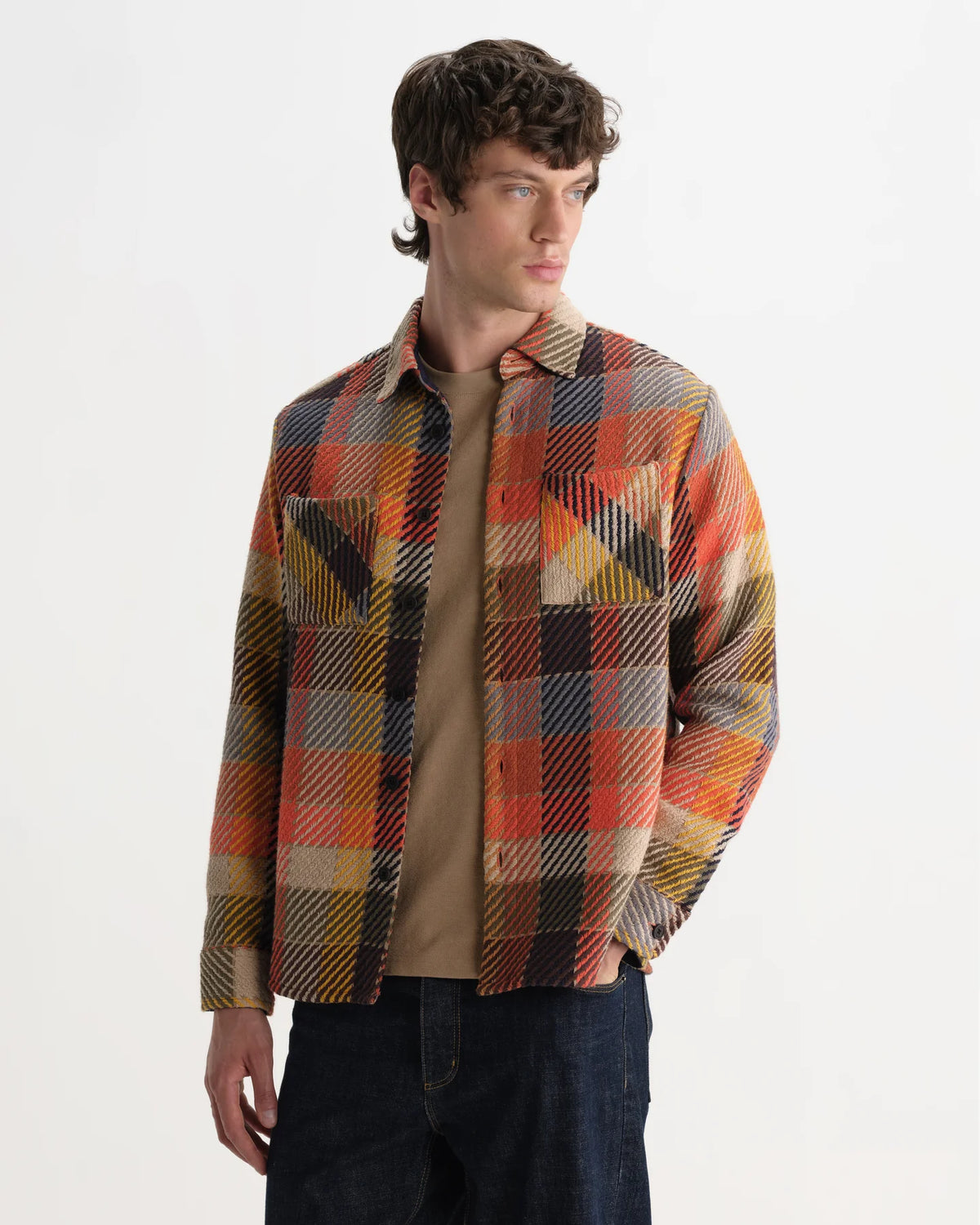 オーバーシャツ PIKE CHECK (ORANGE MULTI)
