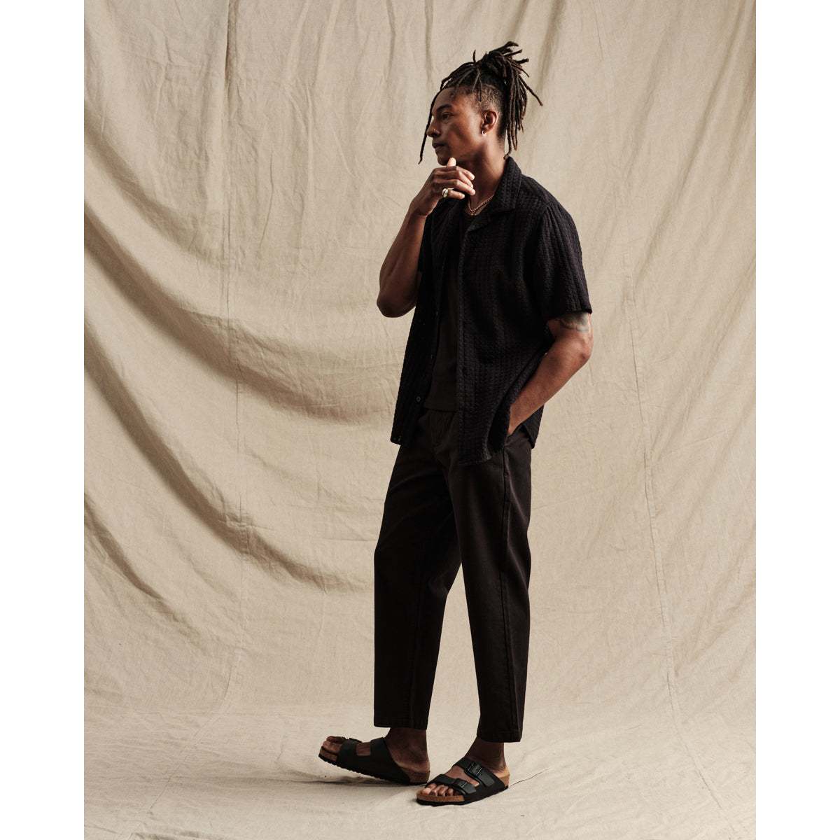 カートトラウザーズ ORGANIC COTTON TWILL (BLACK)
